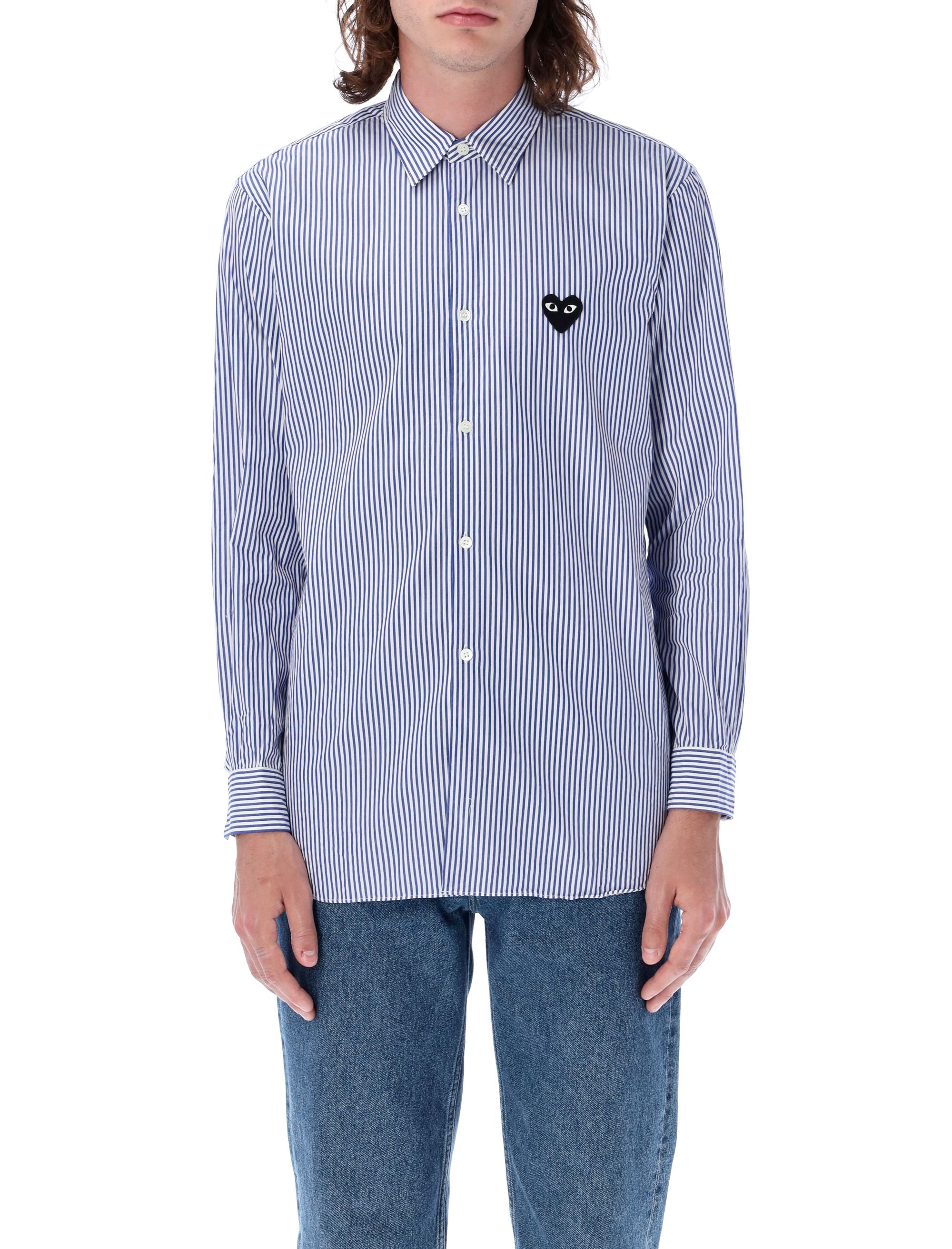 COMME DES GARÇONS PLAY Striped Shirt with Classic Heart Patch - FW25