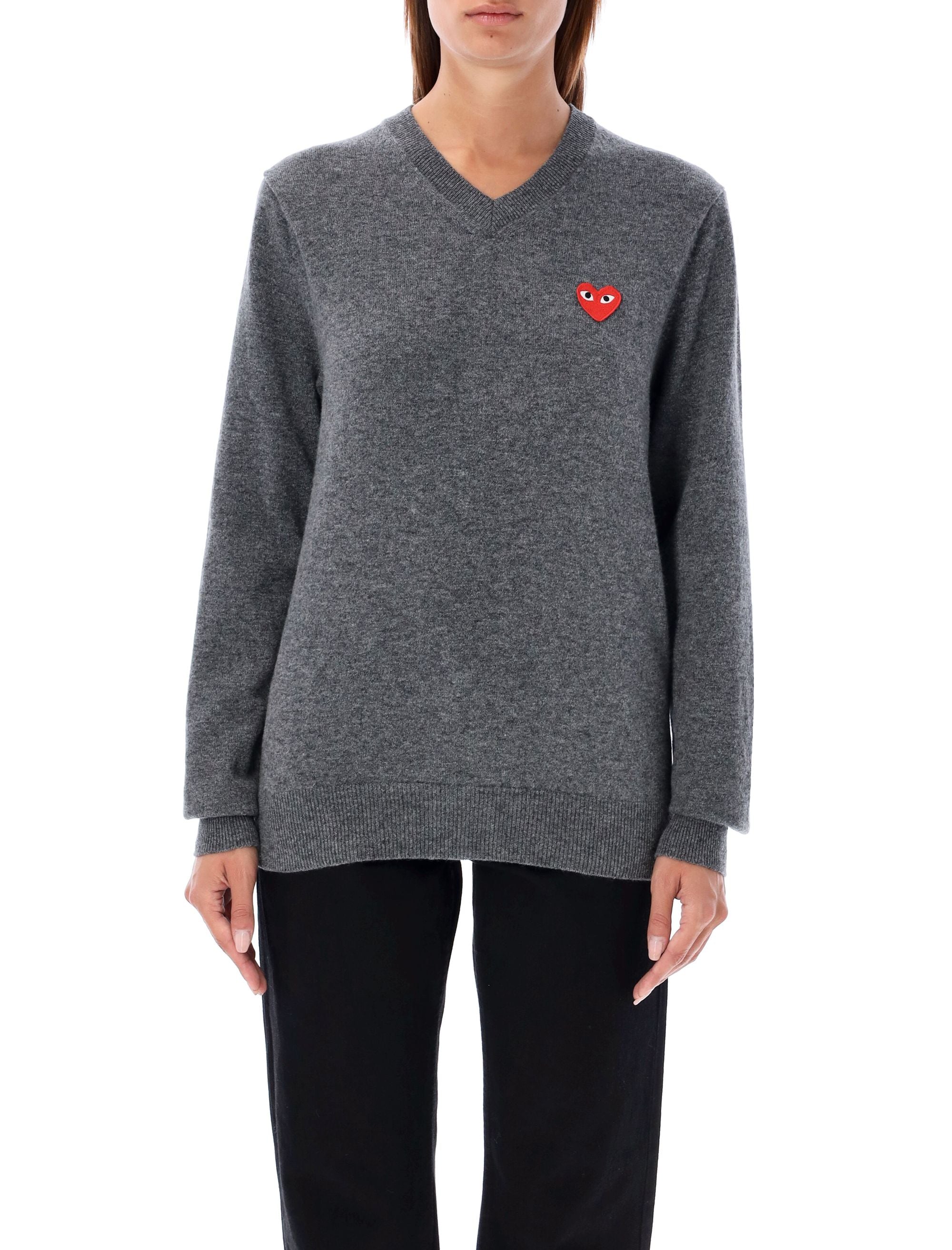 COMME DES GARÇONS PLAY Heart Patch V-Neck Sweater for Men - Sizes S to L