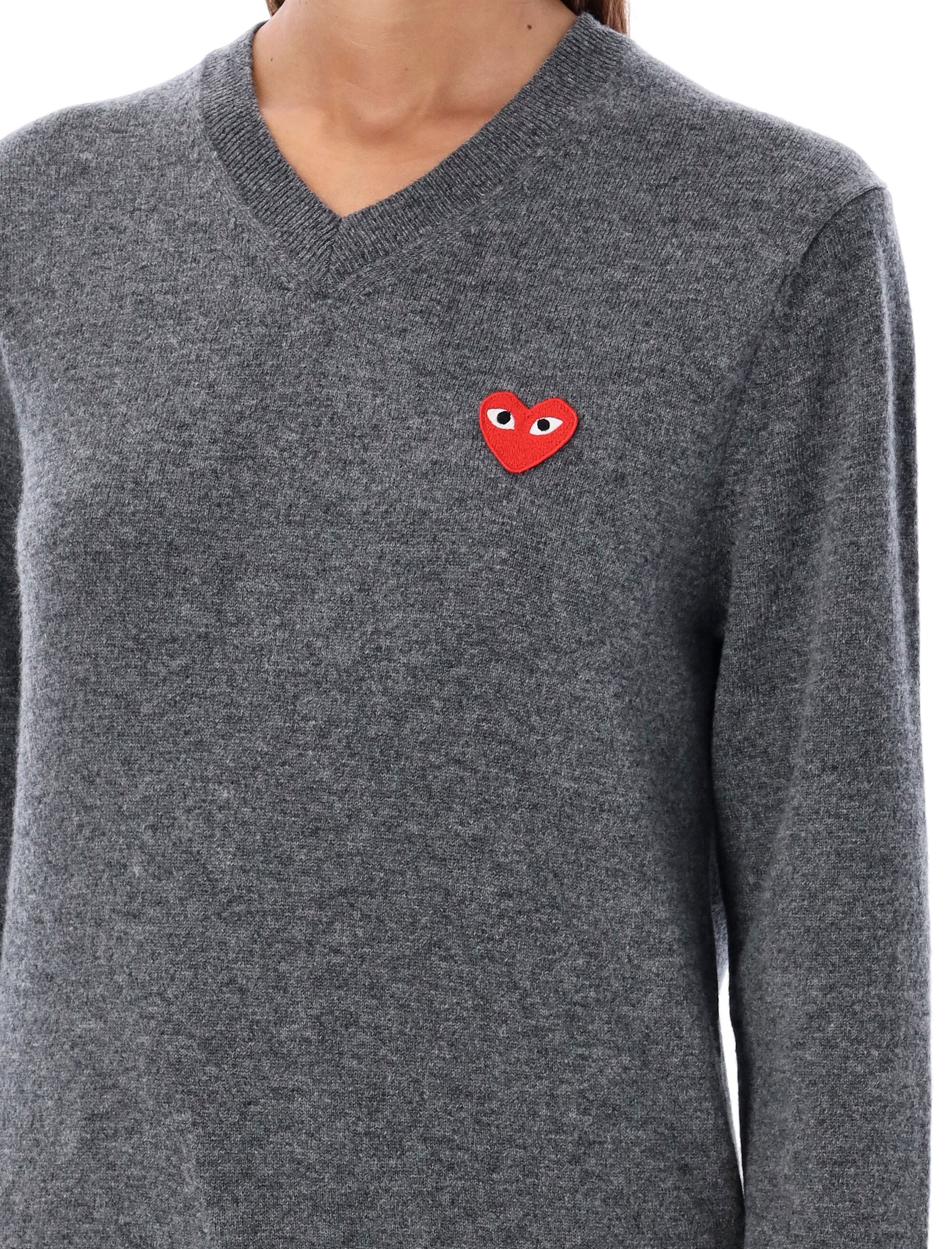 COMME DES GARÇONS PLAY Heart Patch V-Neck Sweater for Men - Sizes S to L