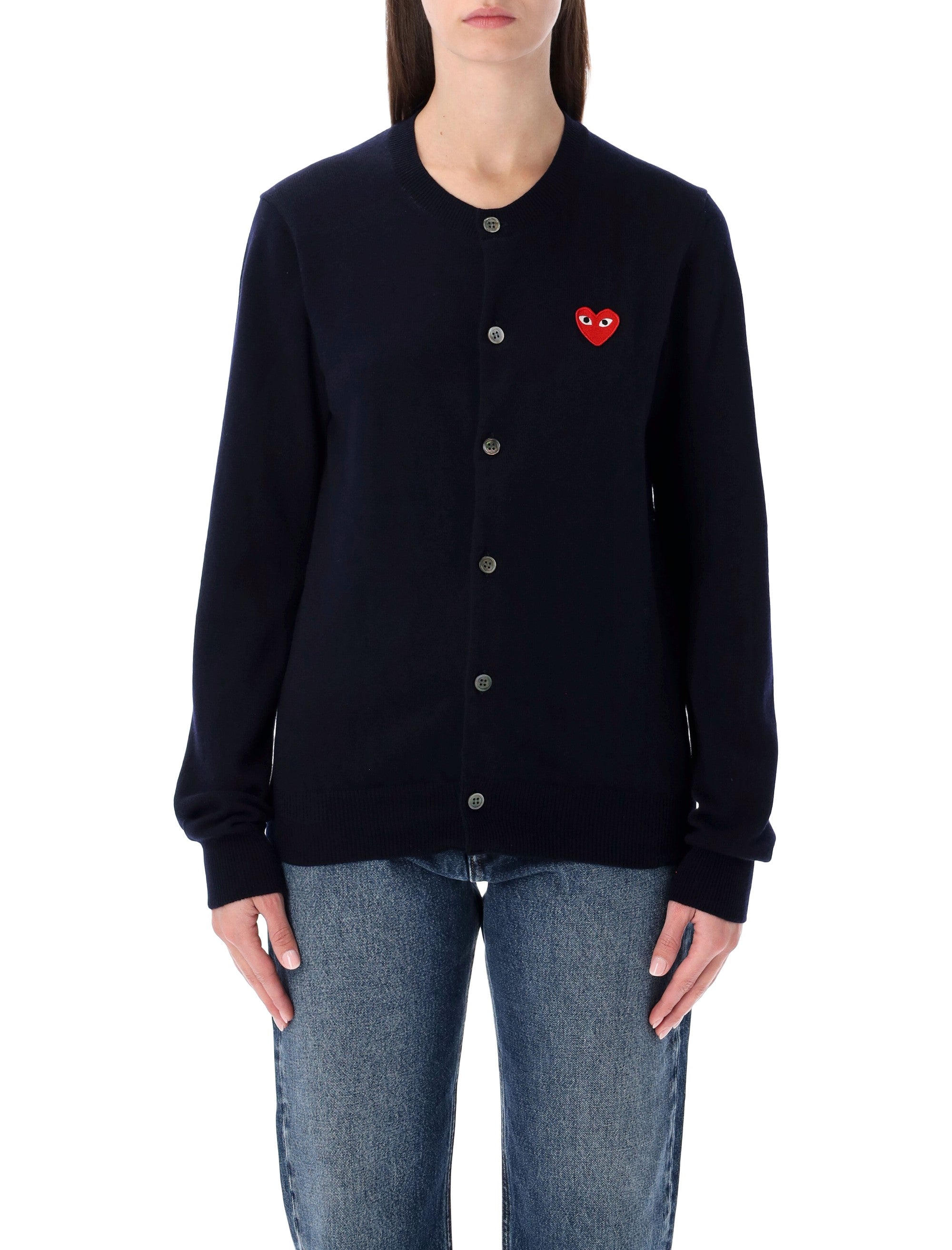 COMME DES GARÇONS PLAY Slim Fit Heart Patch Cardigan - Size S & L