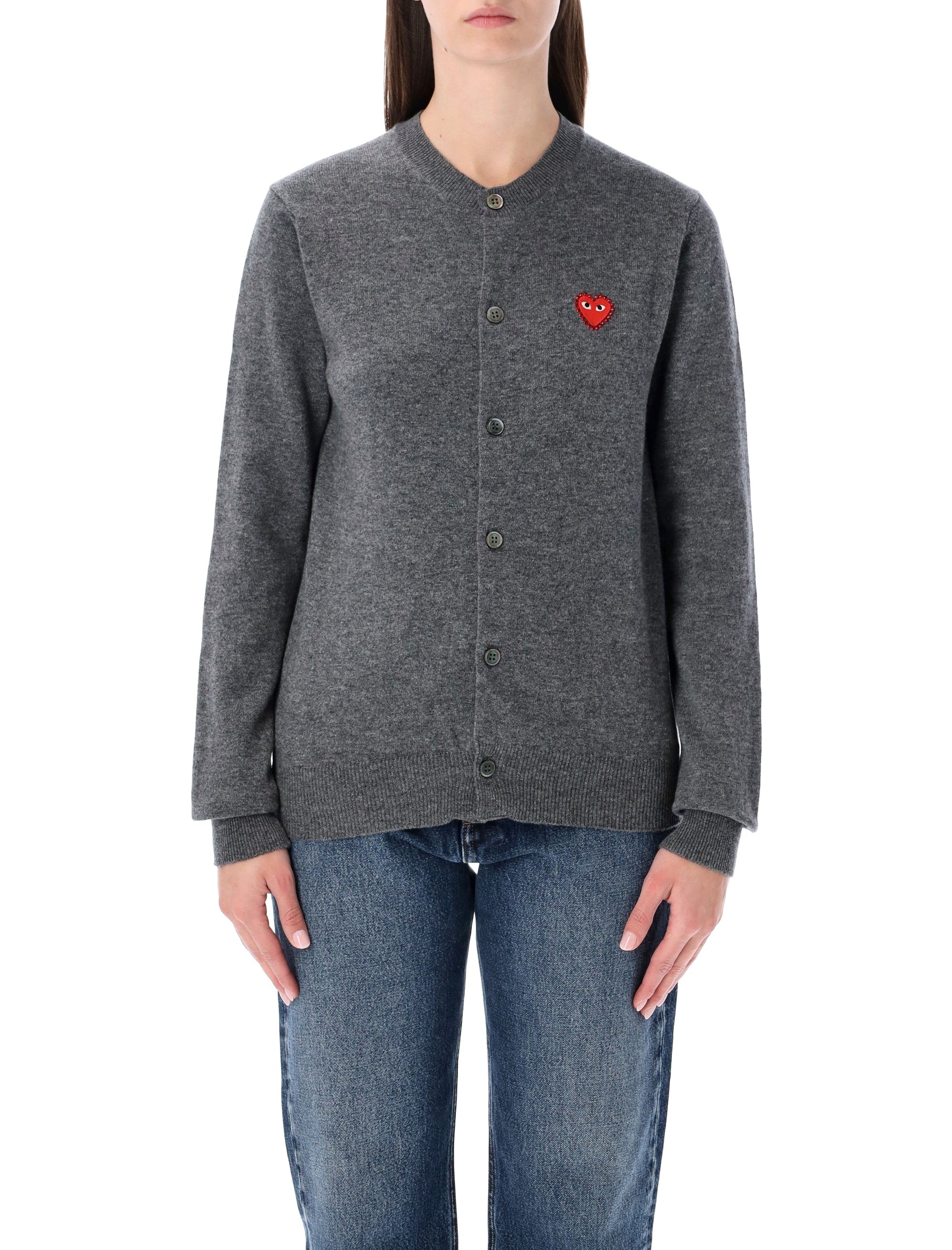 COMME DES GARÇONS PLAY Men's Wool Cardigan with Crystal Heart Patch