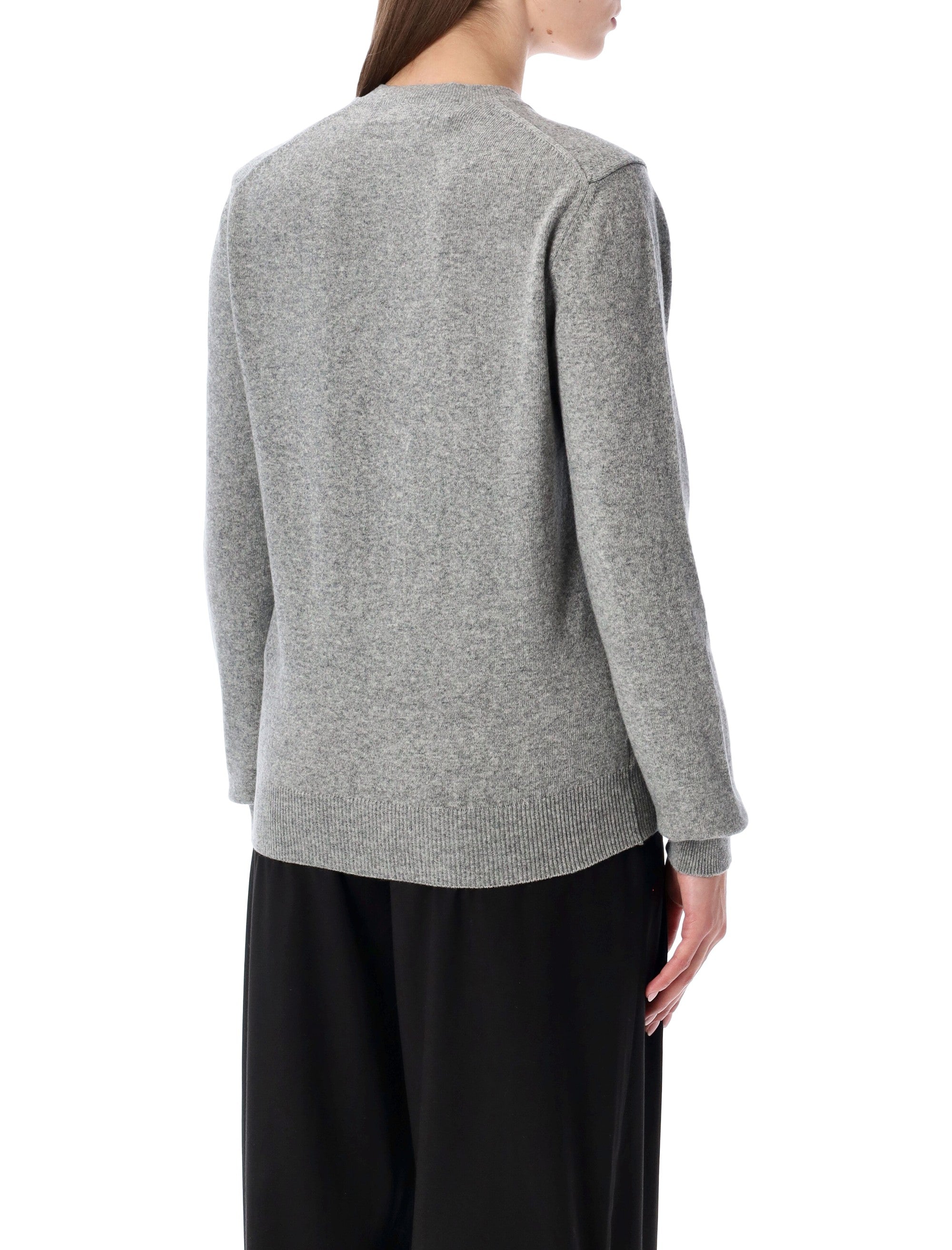 COMME DES GARÇONS PLAY Men's Wool Cardigan with Crystal Heart - Size S