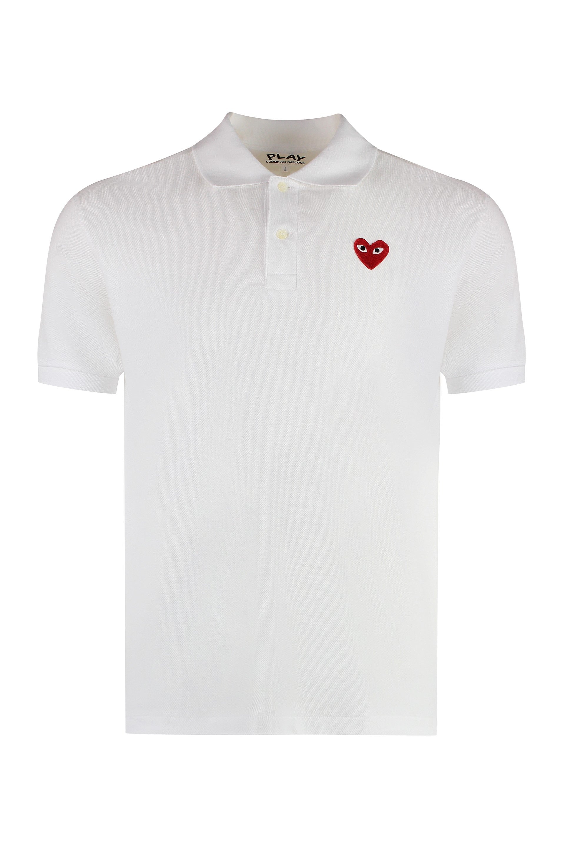 COMME DES GARÇONS PLAY Classic Polo Shirt with Red Heart Patch (Size L)