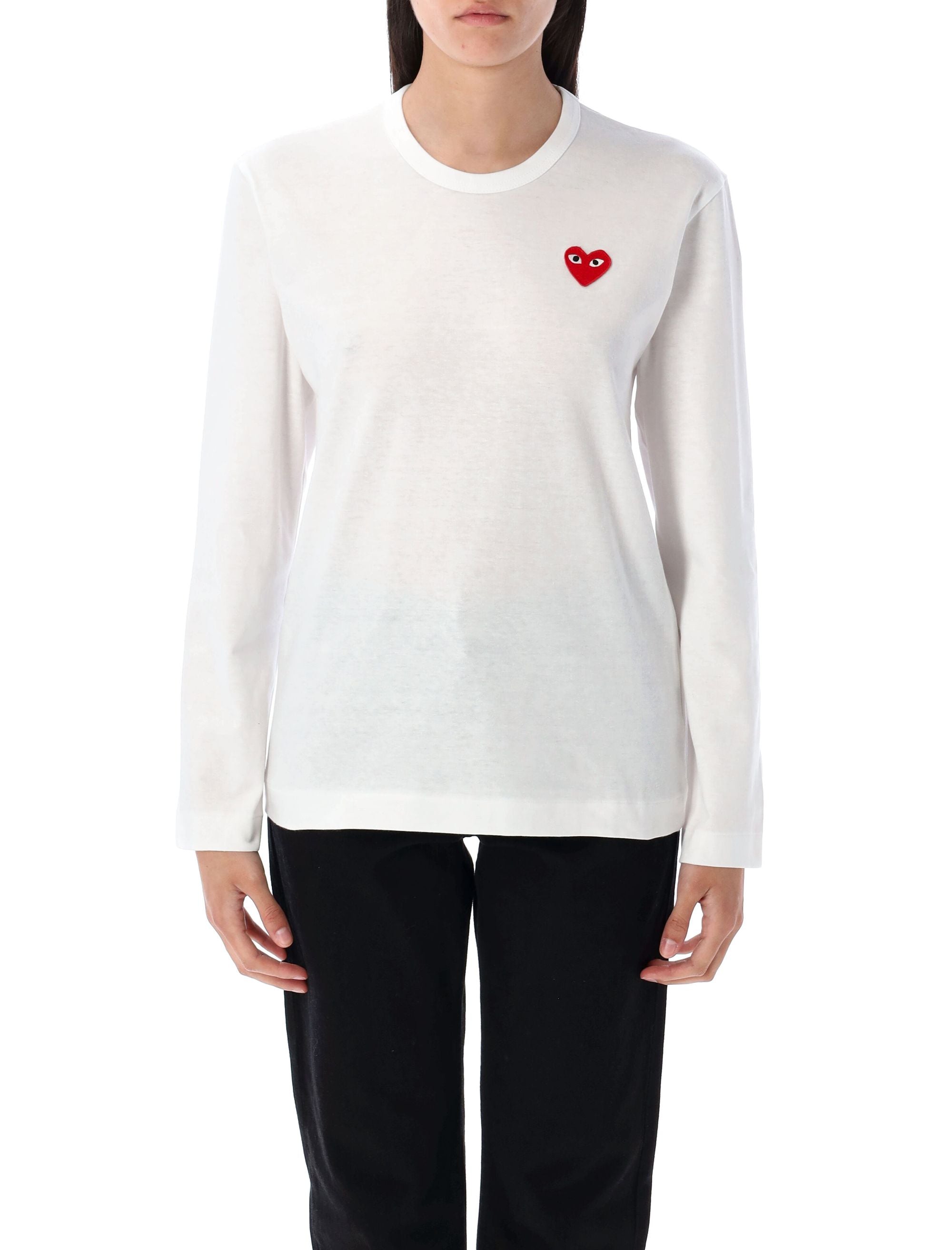 COMME DES GARÇONS PLAY Long Sleeve T-Shirt with Red Heart Patch - S/L