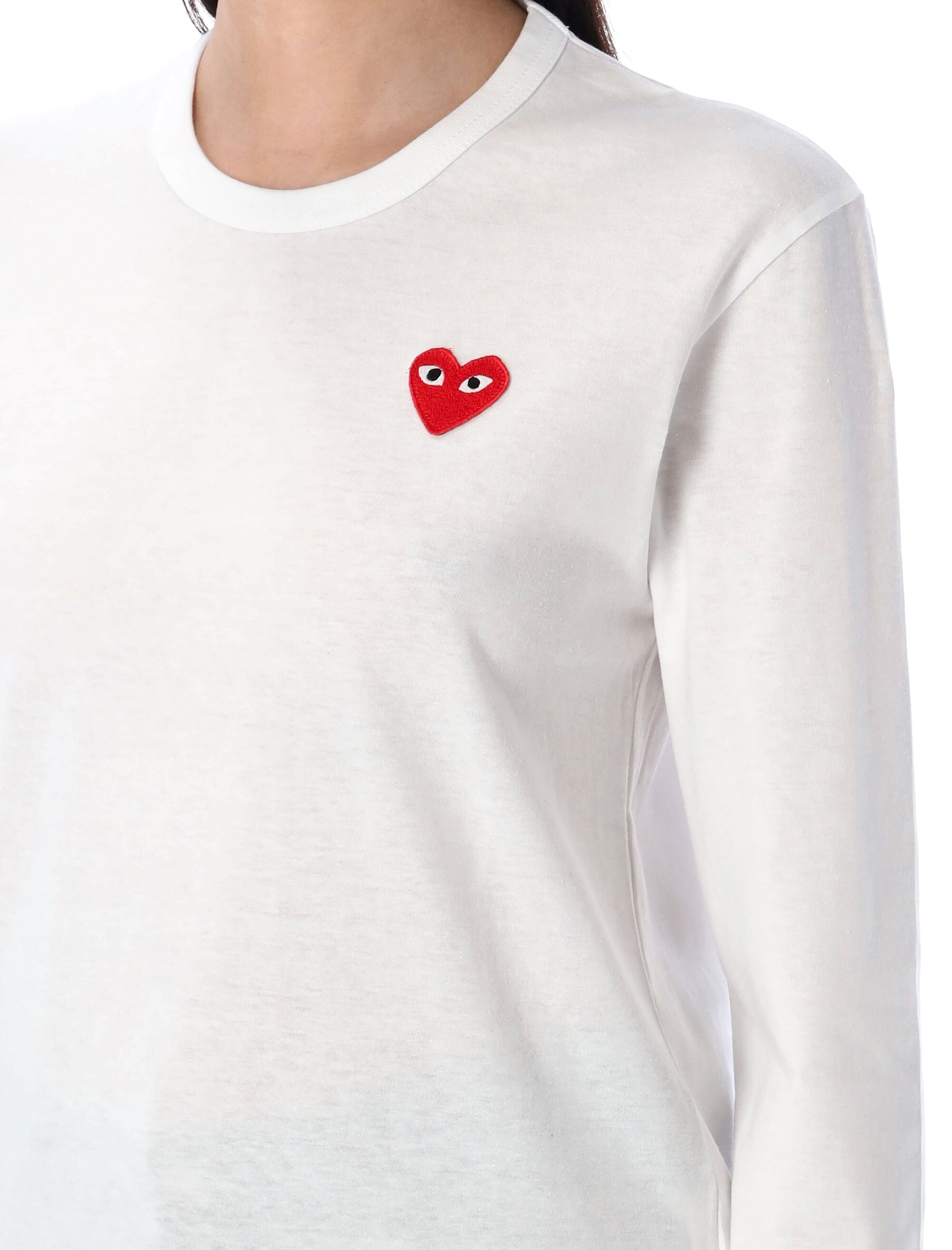 COMME DES GARÇONS PLAY Long Sleeve T-Shirt with Red Heart Patch - S/L