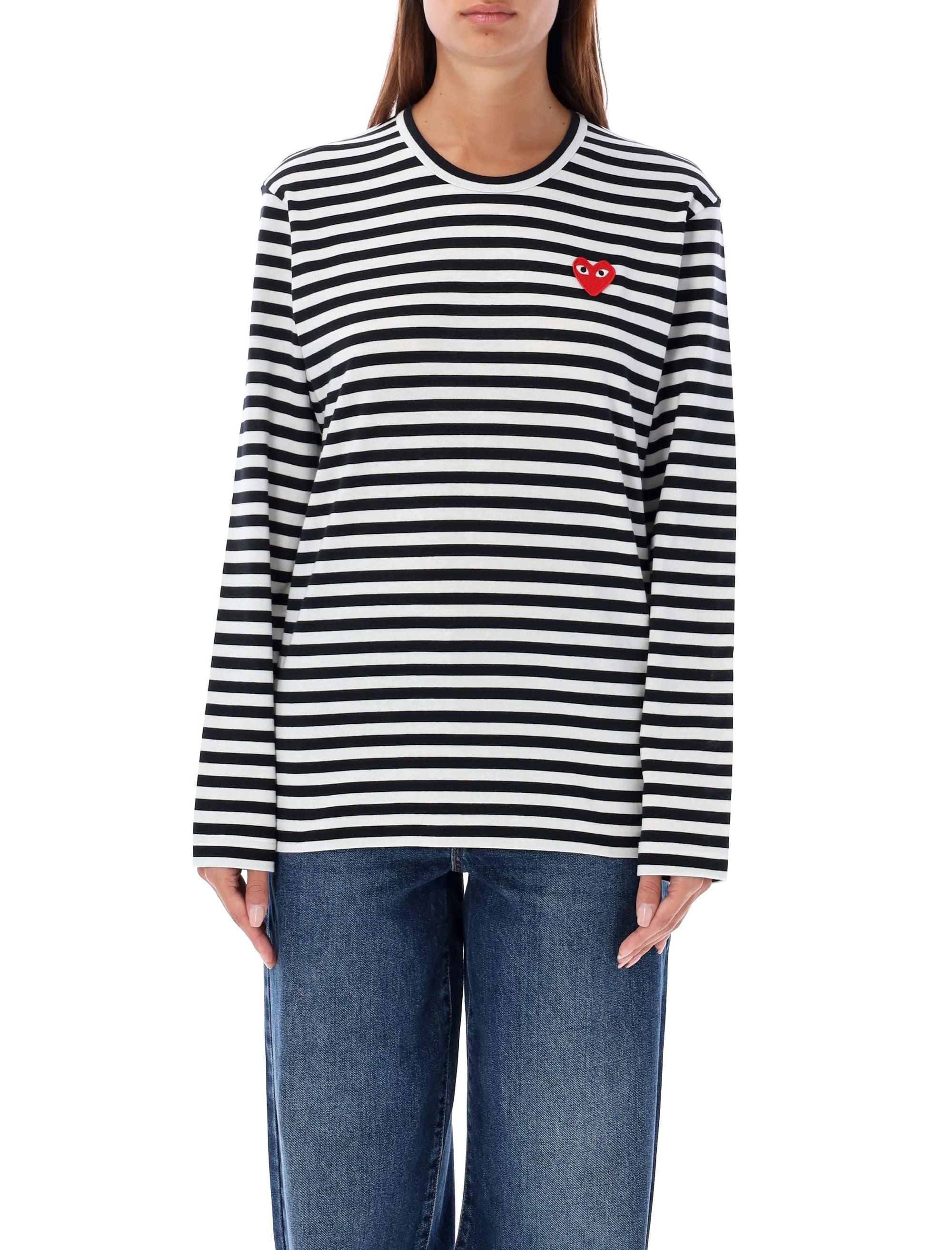 COMME DES GARÇONS PLAY Striped Long-Sleeved T-Shirt for Men - Size S and L