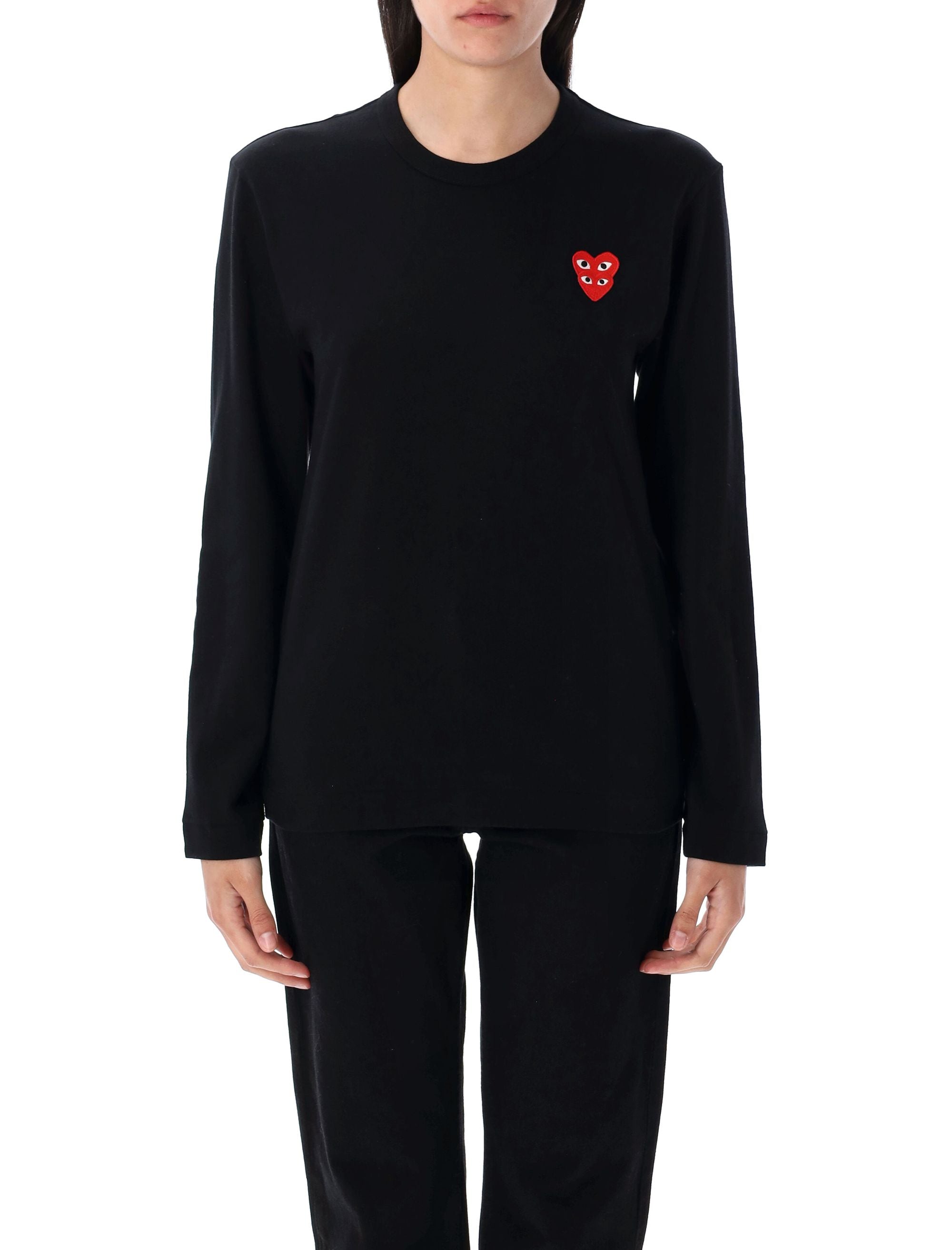 COMME DES GARÇONS PLAY Classic Double Heart Long Sleeve Tee - Regular Fit