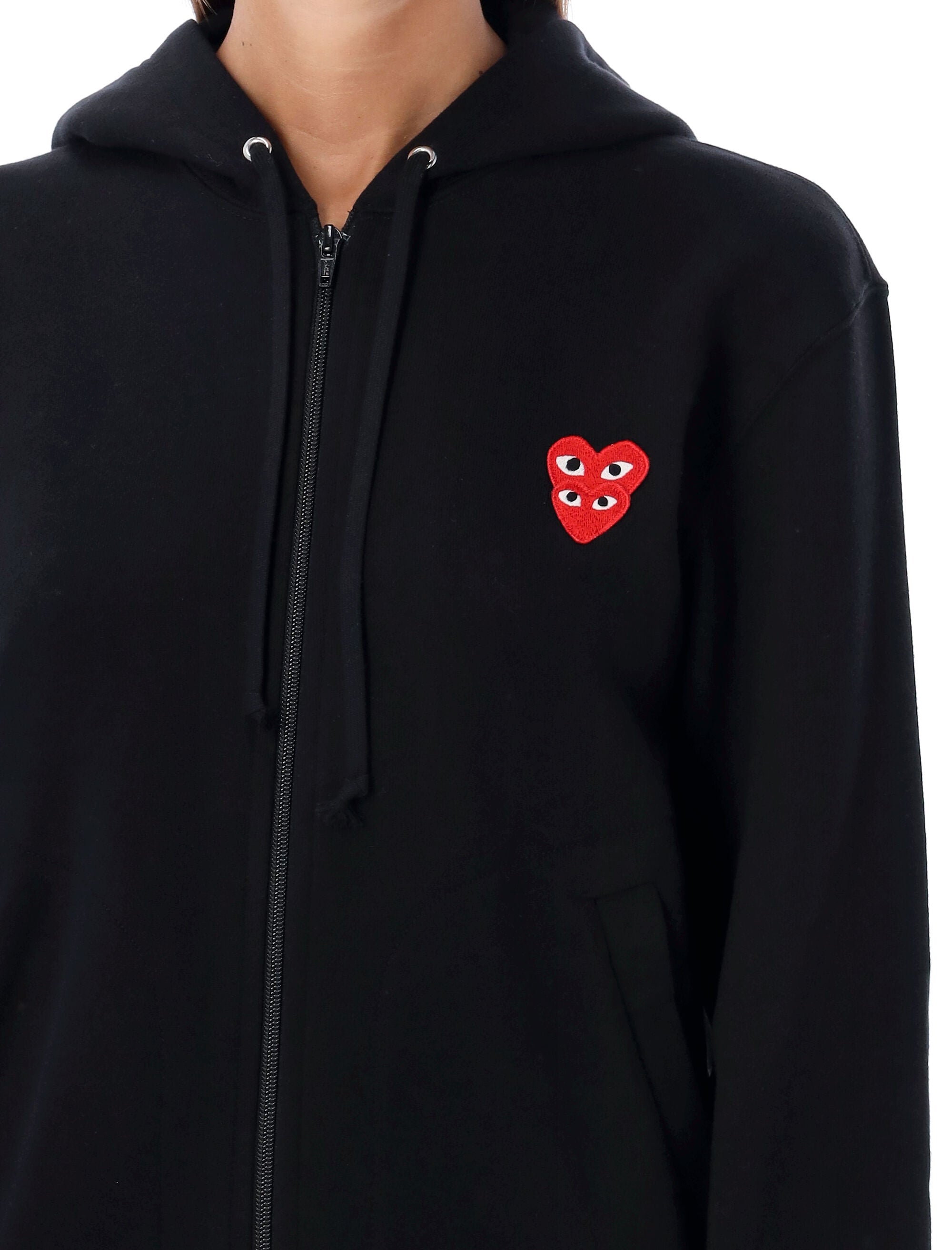COMME DES GARÇONS PLAY Zipped Hoodie with Double Heart Patch - FW25