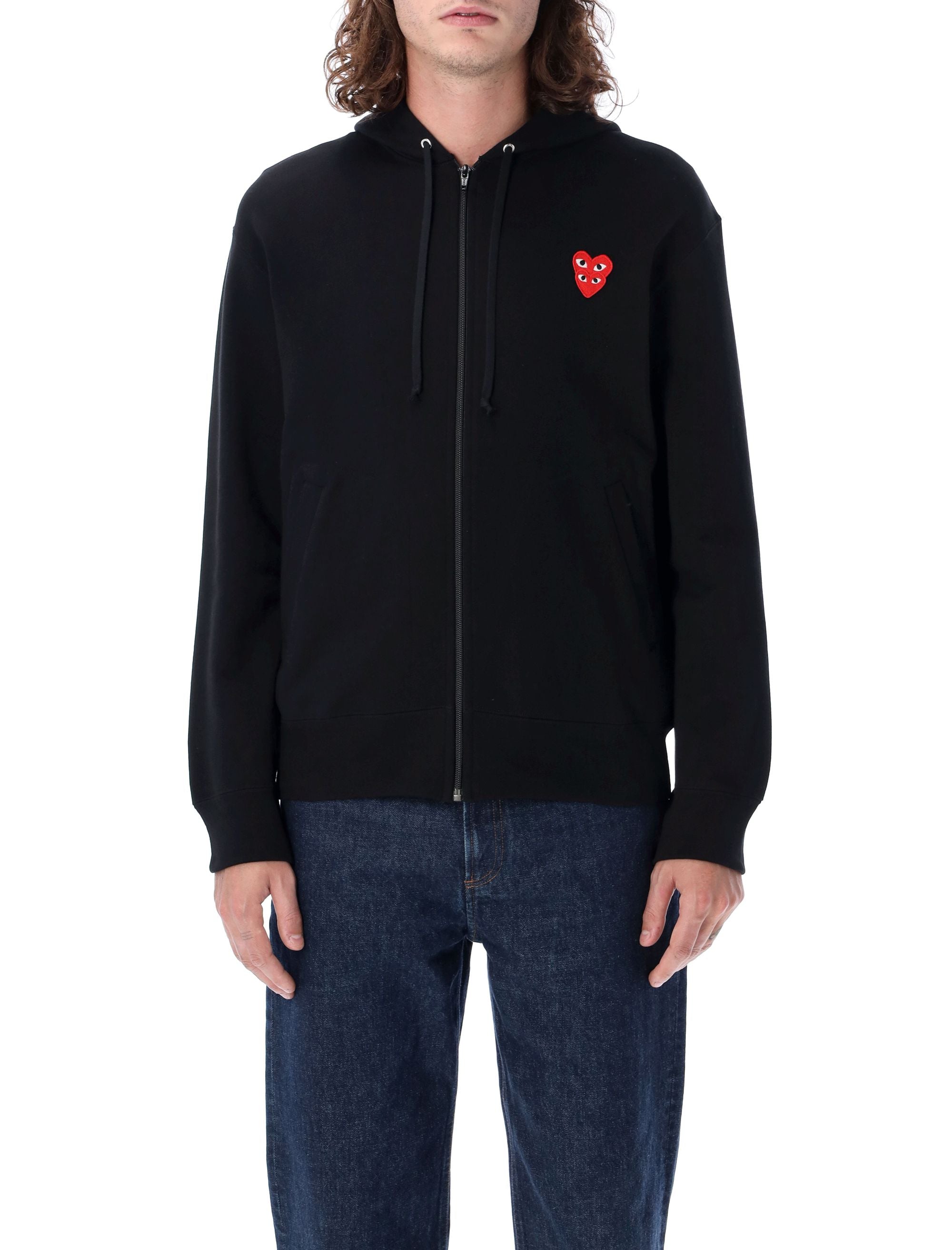 COMME DES GARÇONS PLAY Zipped Hoodie with Double Heart Patch - FW25