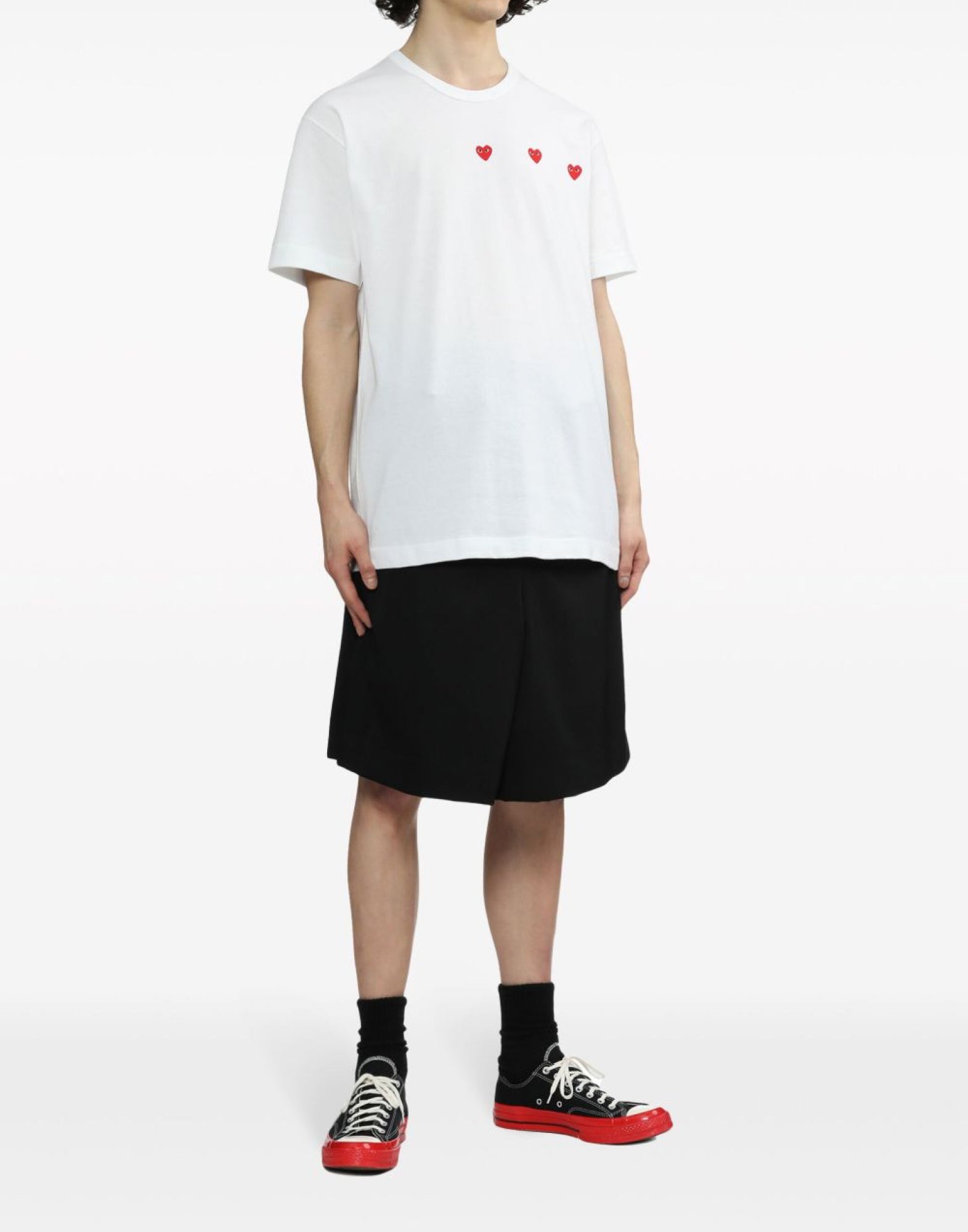 COMME DES GARÇONS PLAY Triple Hearts Logo T-Shirt - Men's Short Sleeve