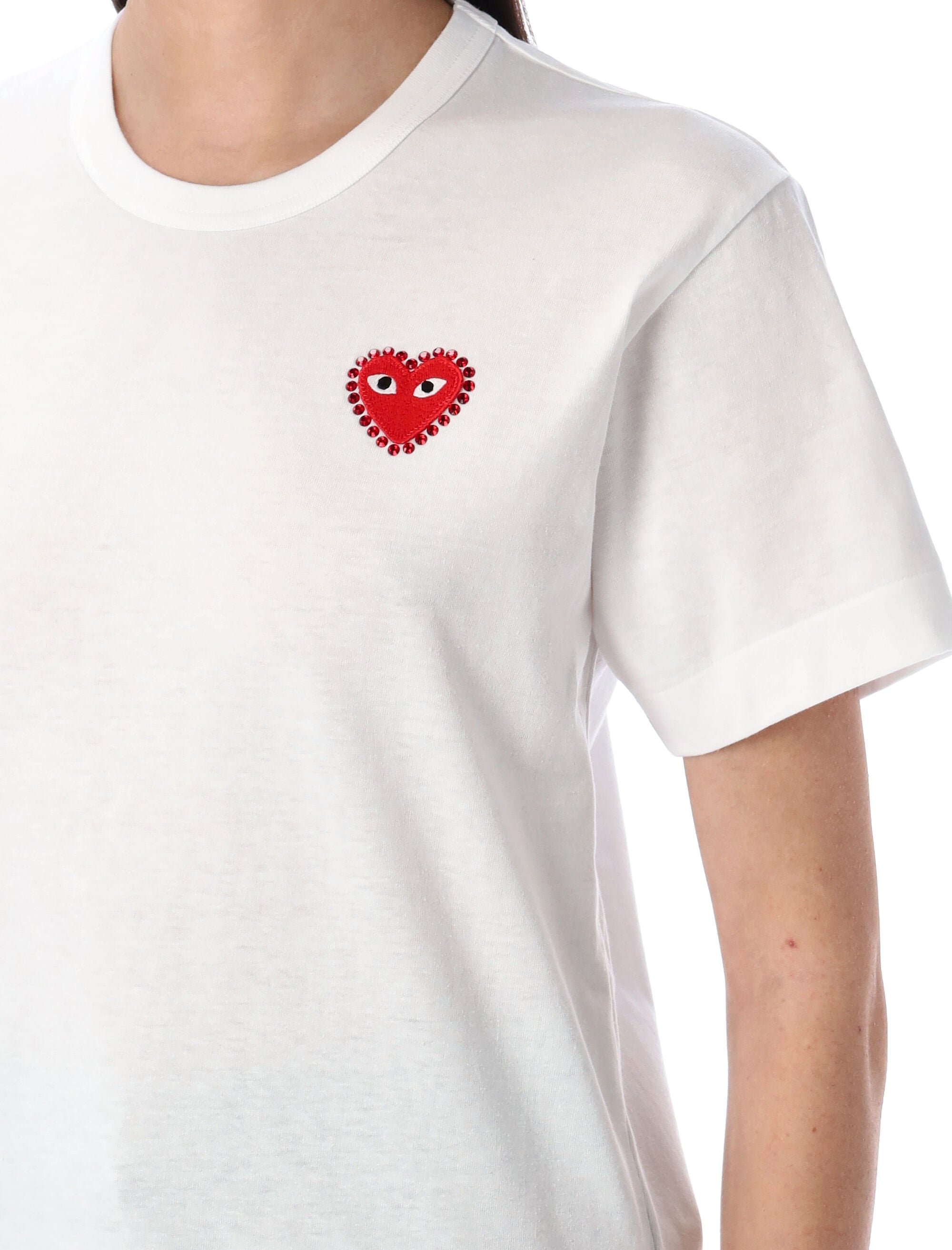 COMME DES GARÇONS PLAY Men's Rhinestones Heart Mini T-Shirt
