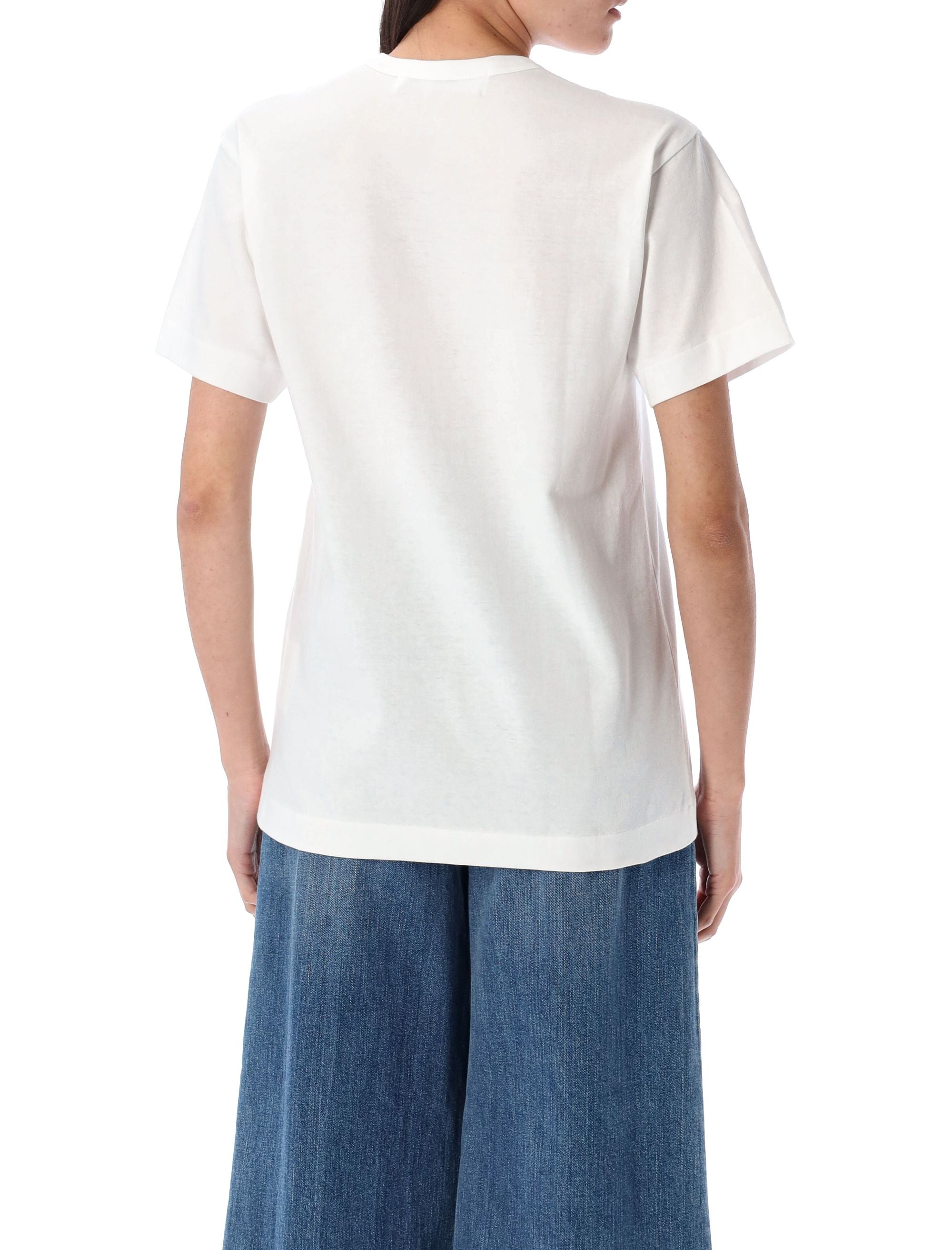 COMME DES GARÇONS PLAY Men's Cotton T-Shirt with Crystal Heart Embellishment - Size S