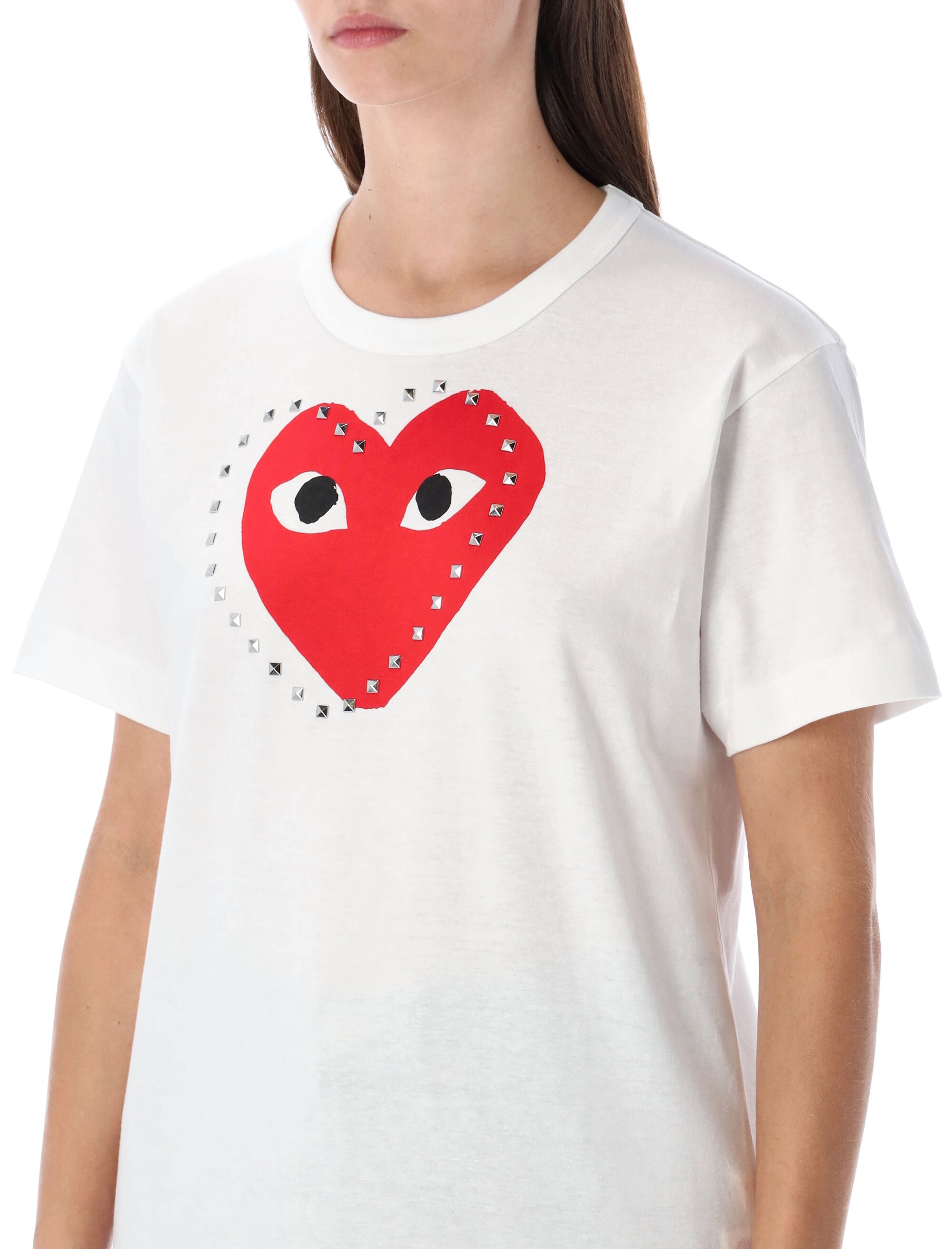 COMME DES GARÇONS PLAY Studded Heart Print T-Shirt - Size M