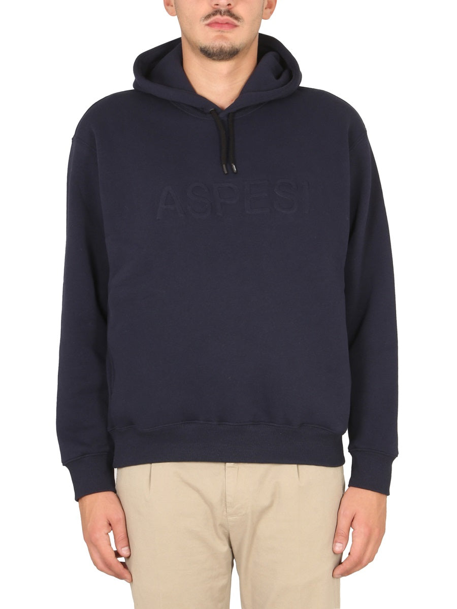 ASPESI Men's Logo Hoodie with Drawstring