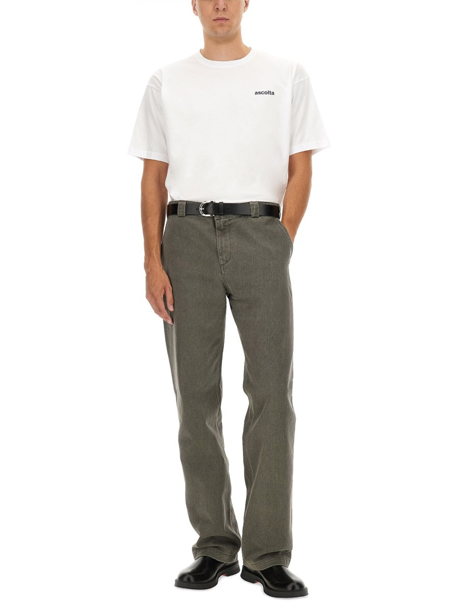 ASPESI Cotton T-Shirt with 'Listen' Print - Size L