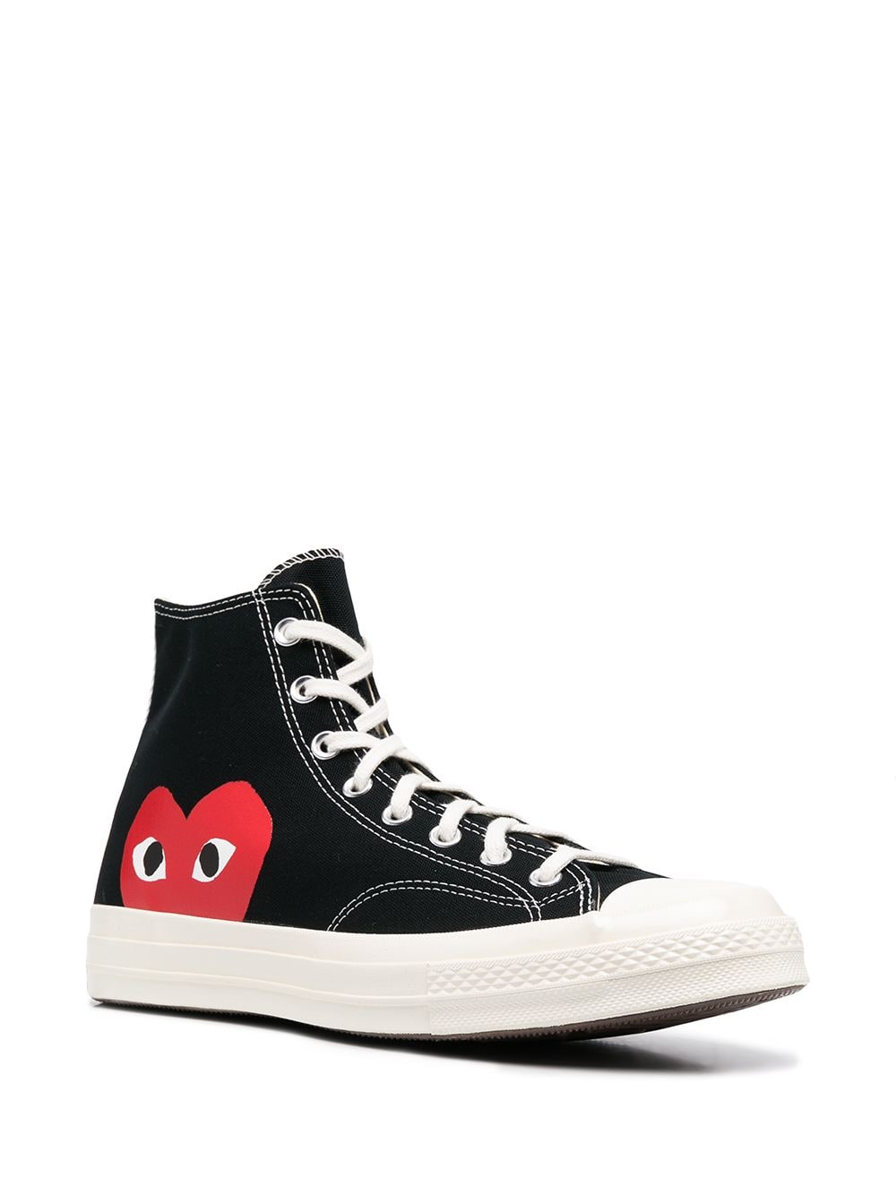 COMME DES GARÇONS PLAY Round Toe High-Top Sneaker with Heart Print