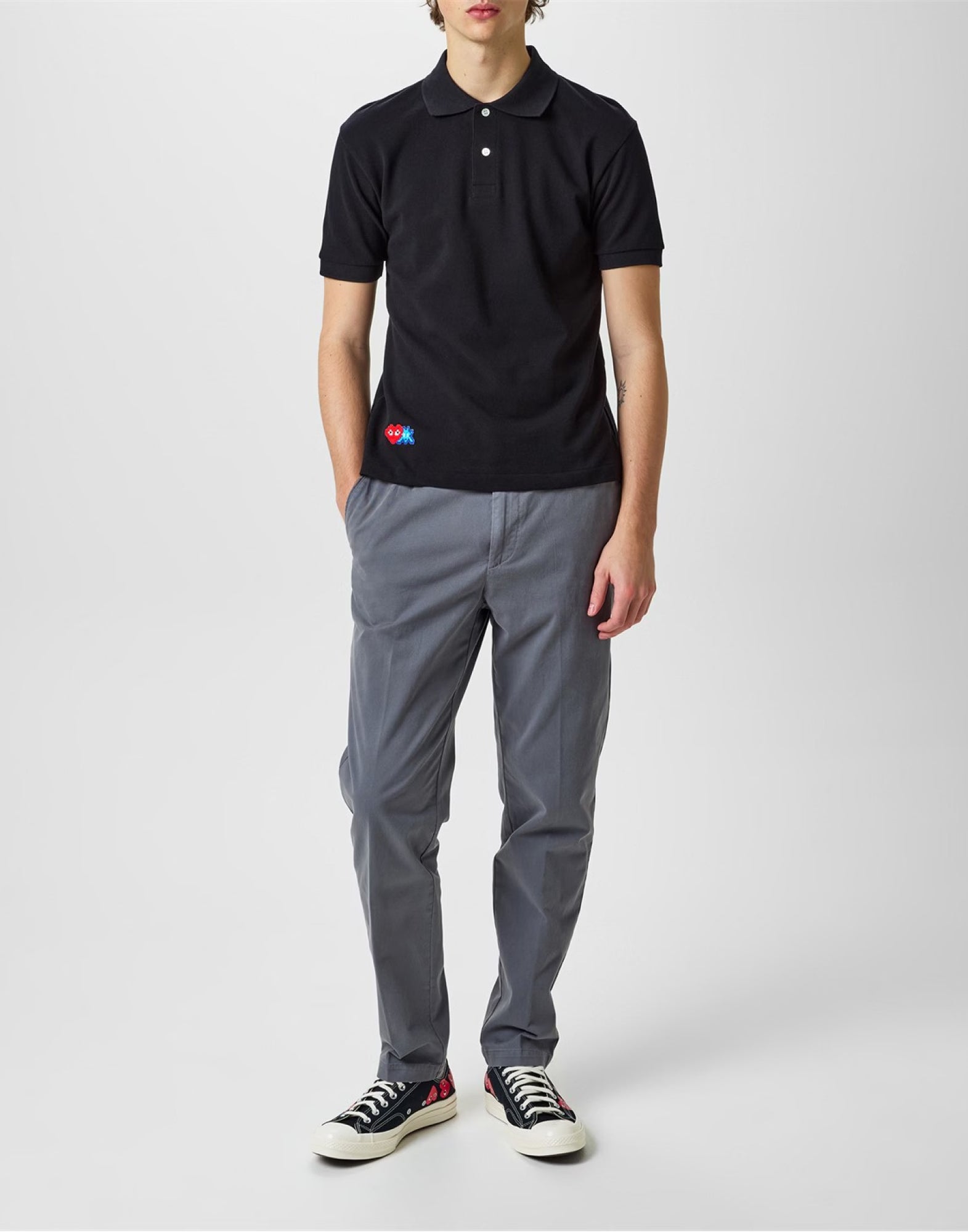 COMME DES GARÇONS Heart Invader Logo Polo Shirt