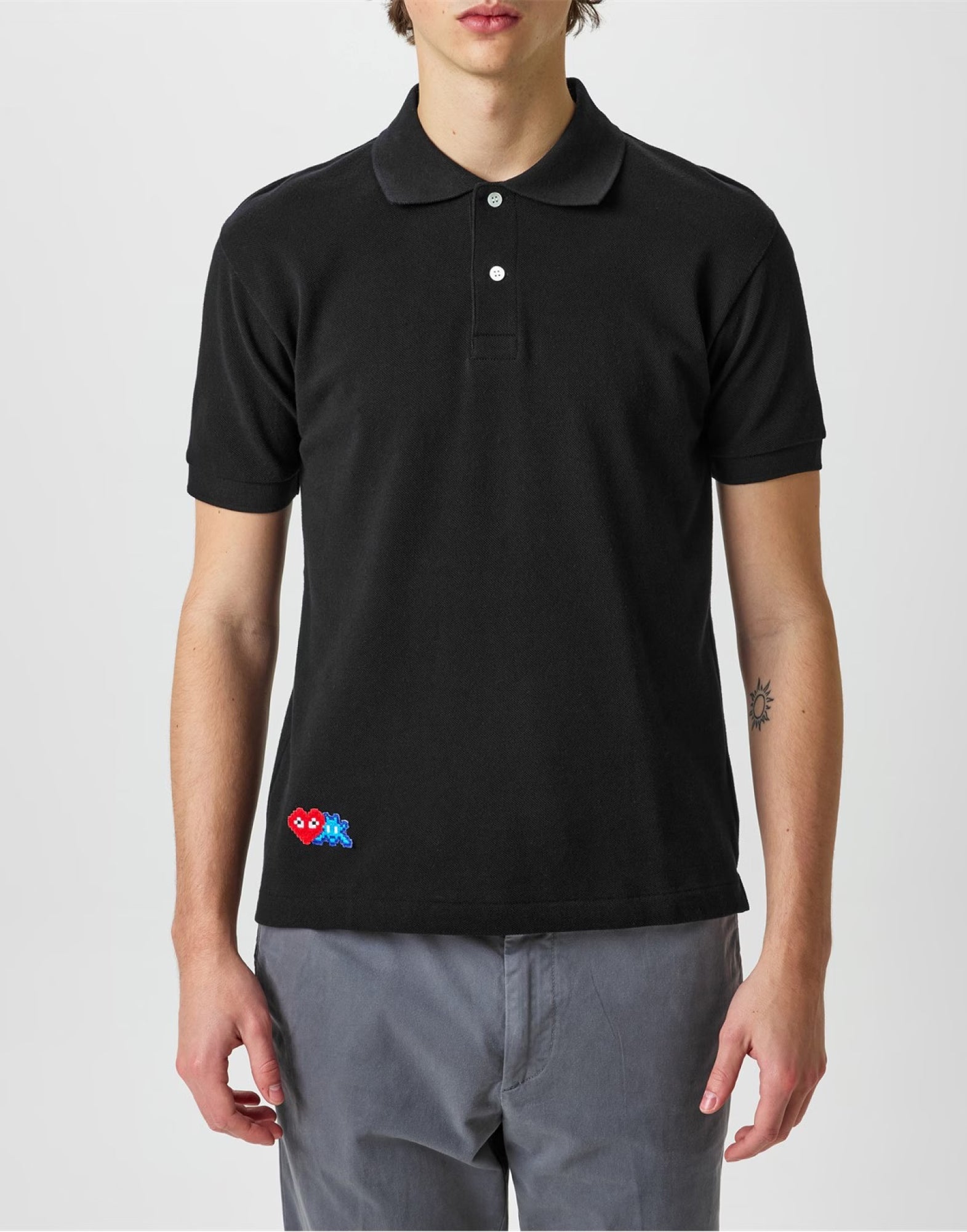 COMME DES GARÇONS Heart Invader Logo Polo Shirt