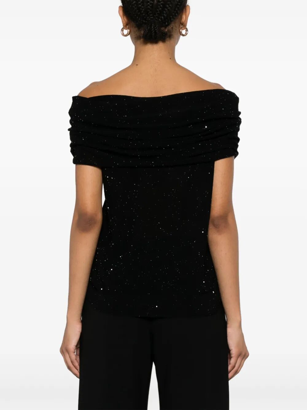 ROBERTO COLLINA Mini Sequined Semi Sheer Wool Top