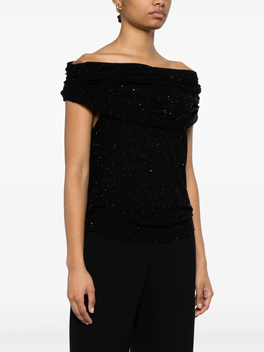 ROBERTO COLLINA Mini Sequined Semi Sheer Wool Top