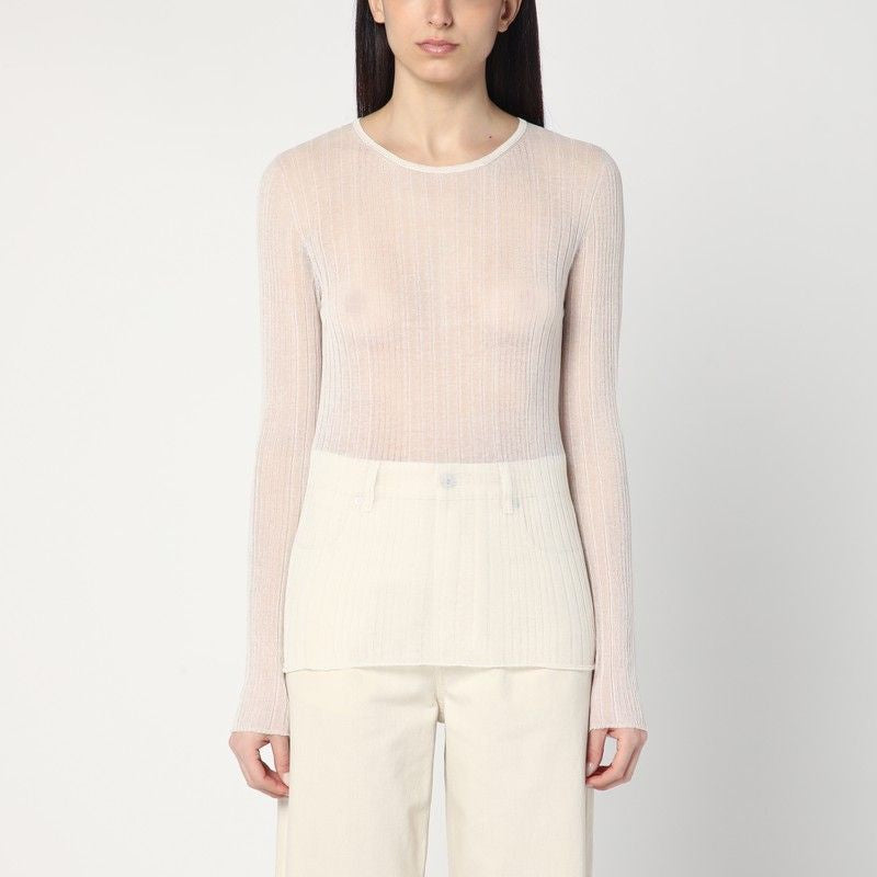ROBERTO COLLINA Semi-Transparent Round-Neck Sweater for Women