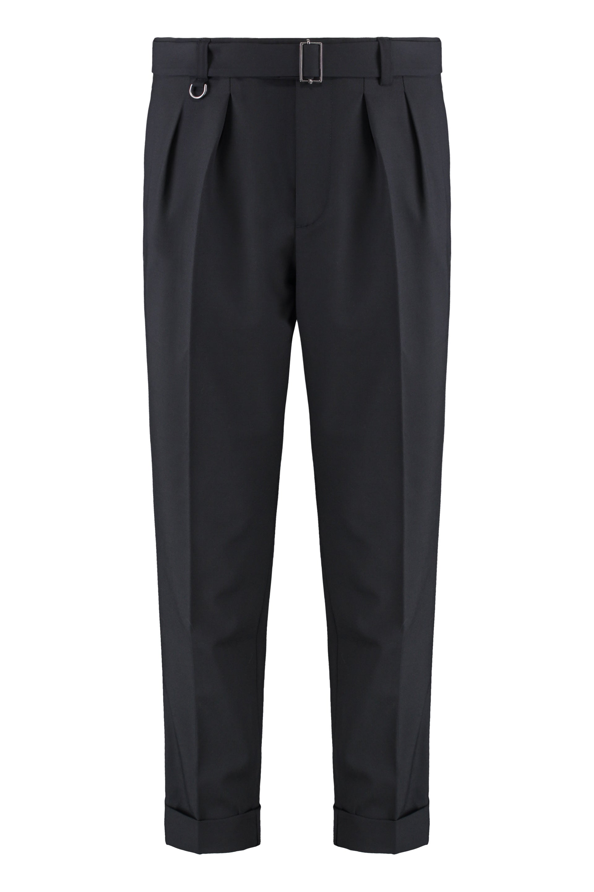 PAOLO PECORA Wool Blend Trousers with Roll-Up Ankles