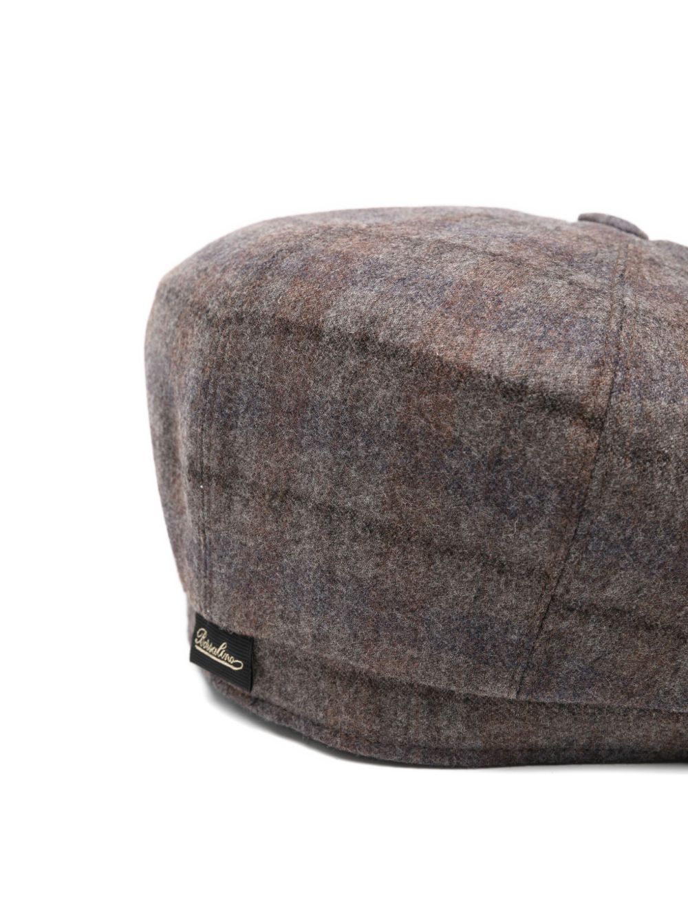 BORSALINO Classic Wool Cap with Button Top and Plaid Pattern