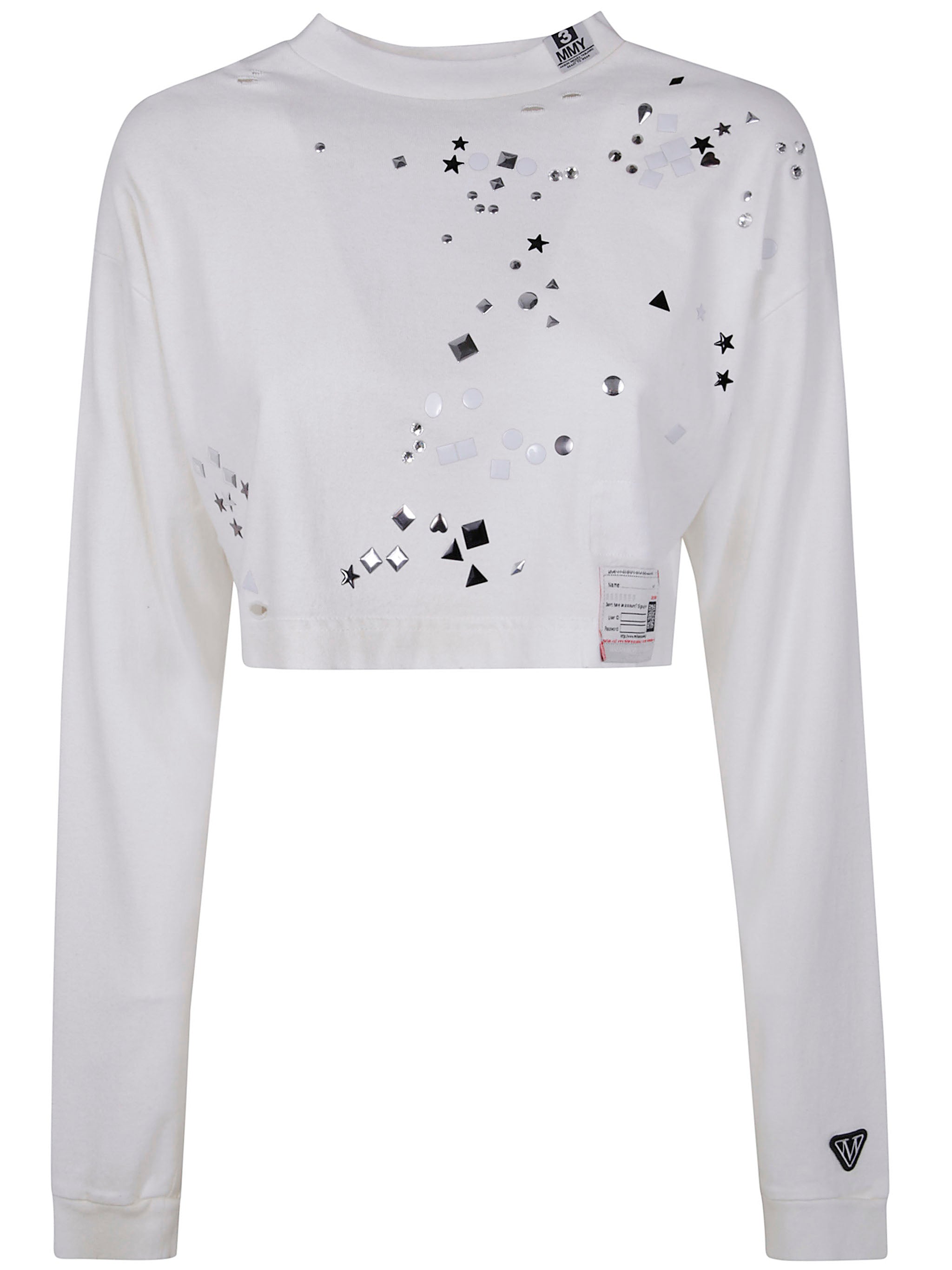 MAISON MIHARA YASUHIRO	 Embellished Distressed Long Sleeves Mini Tee