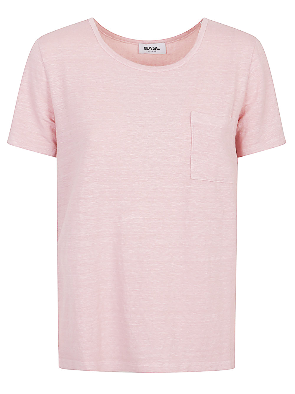 BASE MILANO Women's Linen T-Shirt with Half Sleeves and Patch Pocket