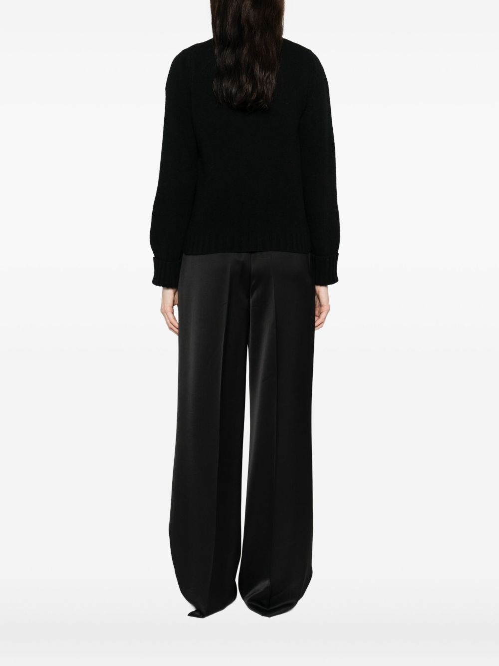 BASE MILANO Women's V-Neck Wool Cardigan with Button Front and Pockets