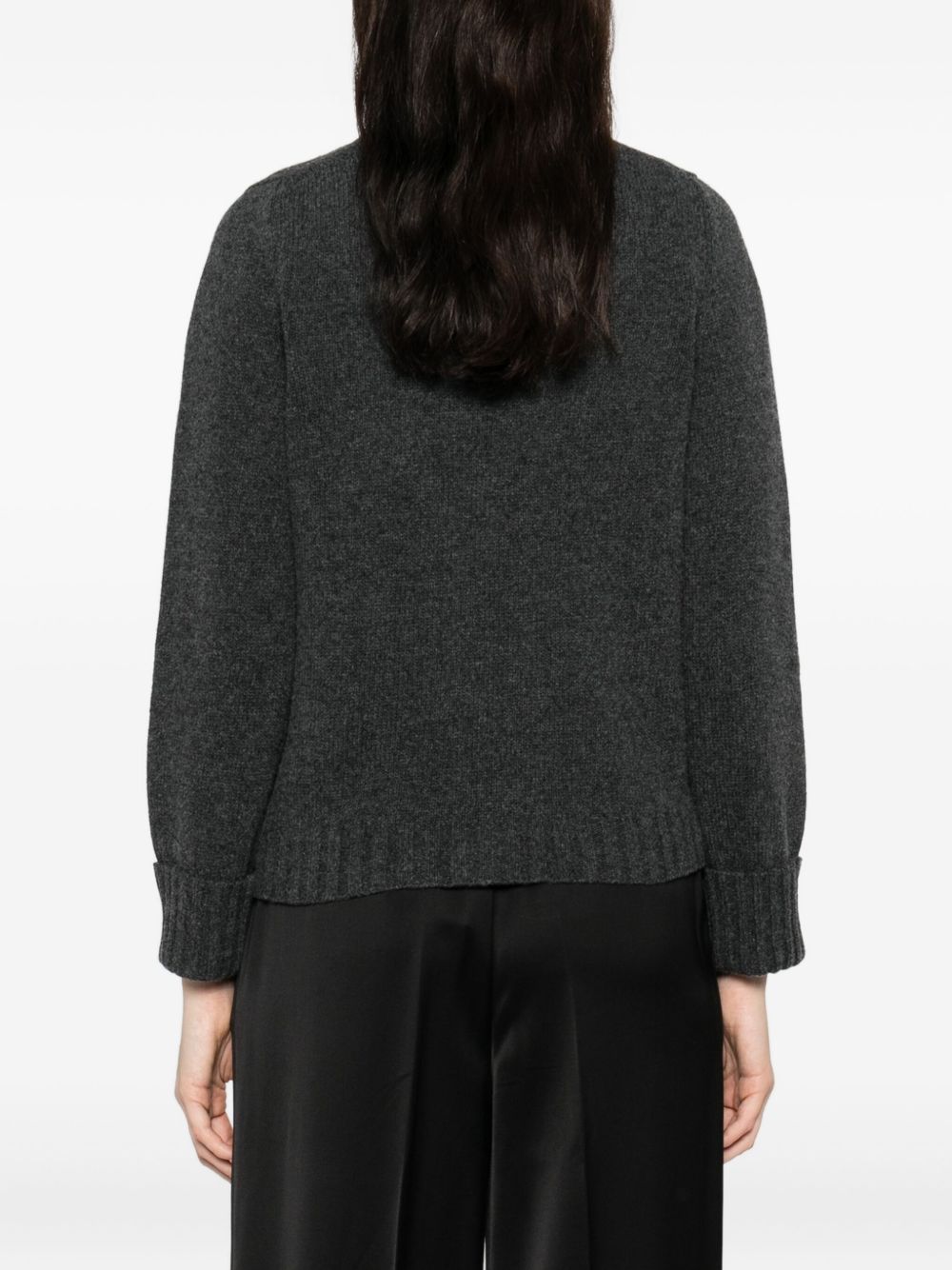 BASE MILANO Women's V-Neck Wool Cardigan with Front Pockets