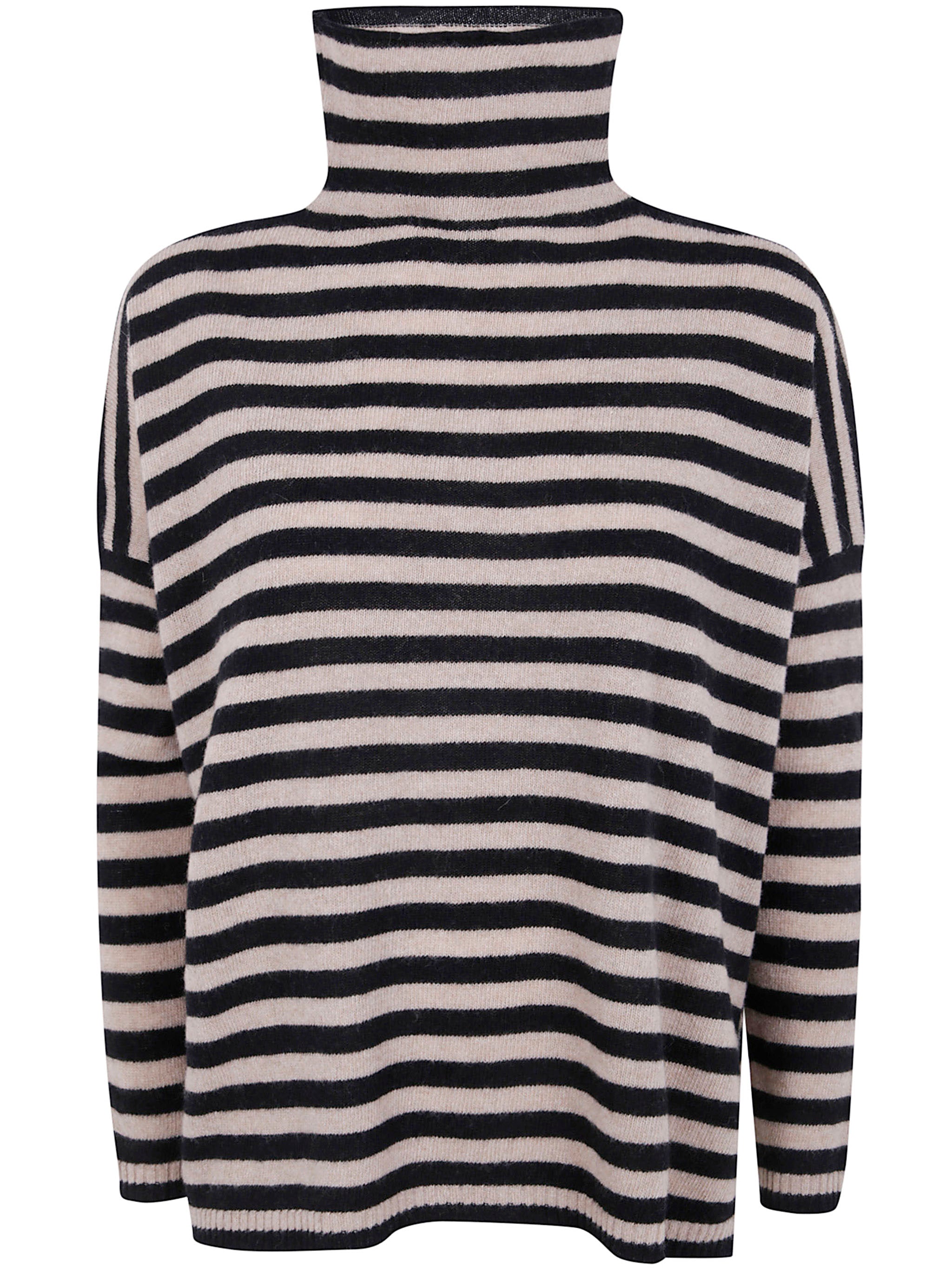BASE Extra Fine Merino Wool Striped Turtleneck