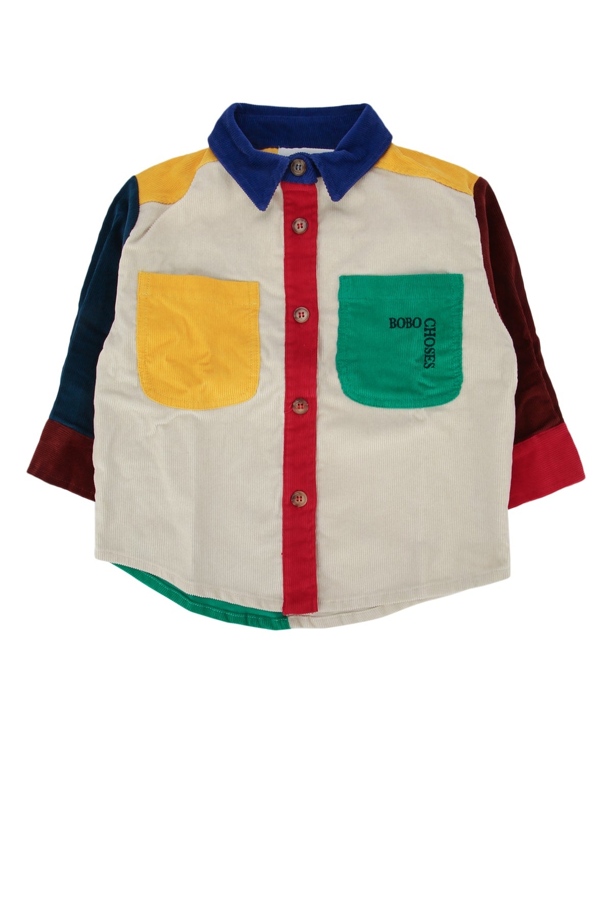 BOBO CHOSES Mini Embroidered Color Block Corduroy Shirt for Boys