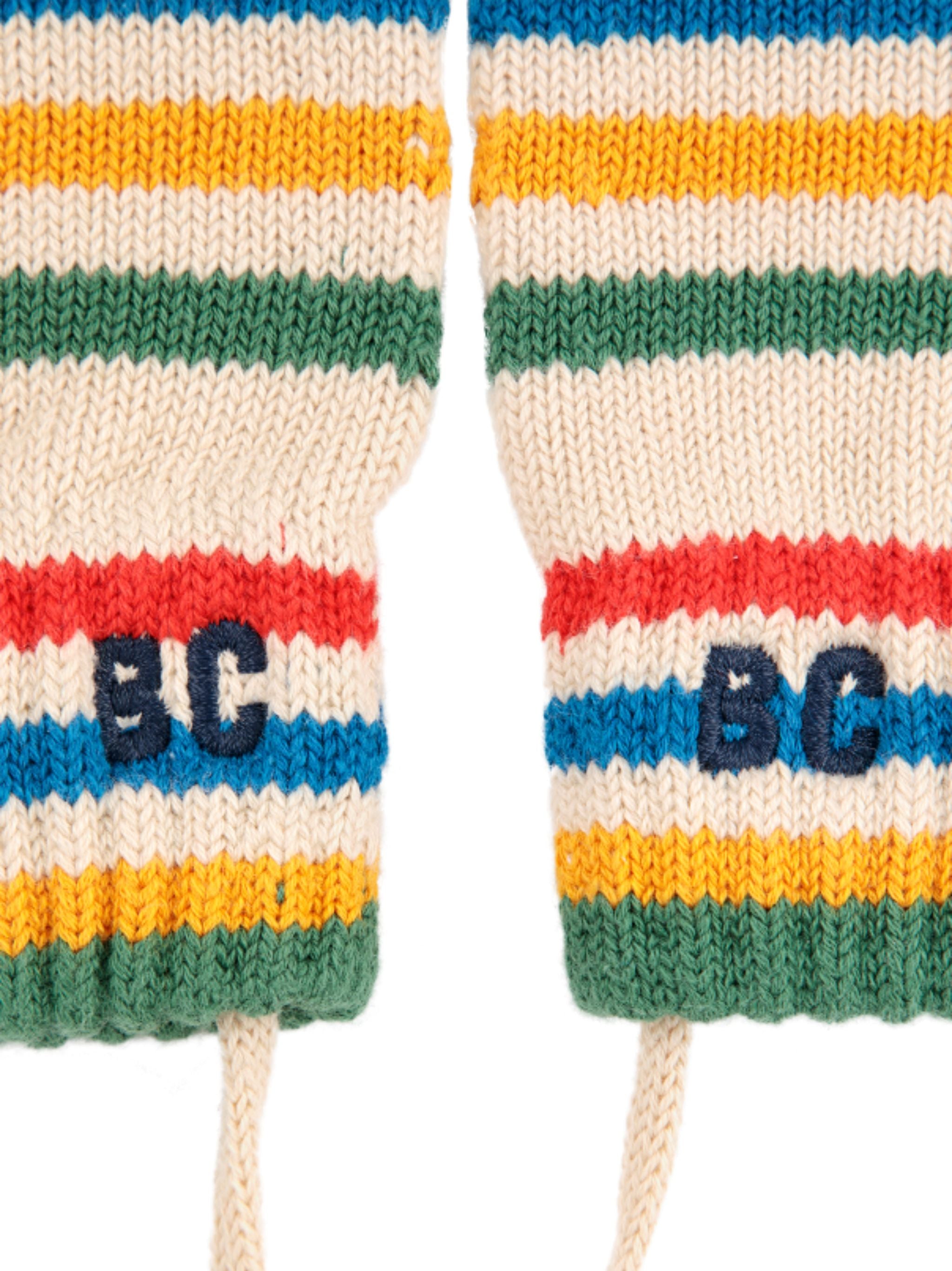 BOBO CHOSES Tic Tac Toe Knitted Striped Mittens