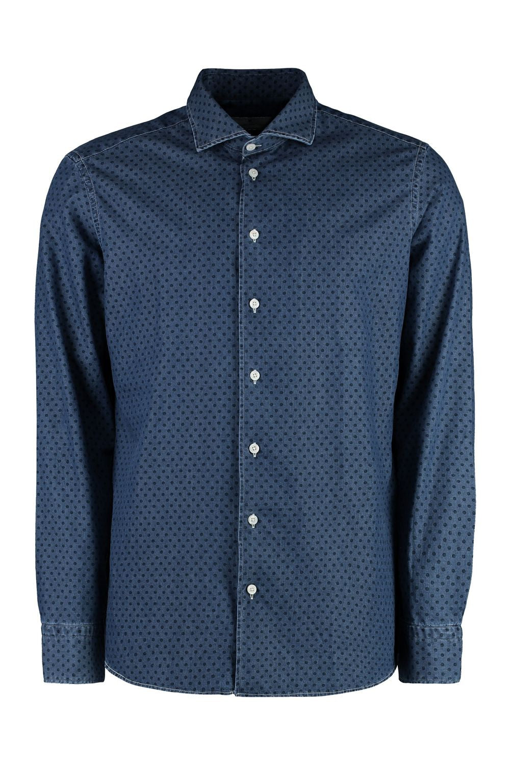 BASTONCINO Classic Printed Cotton Shirt - Rounded Hem