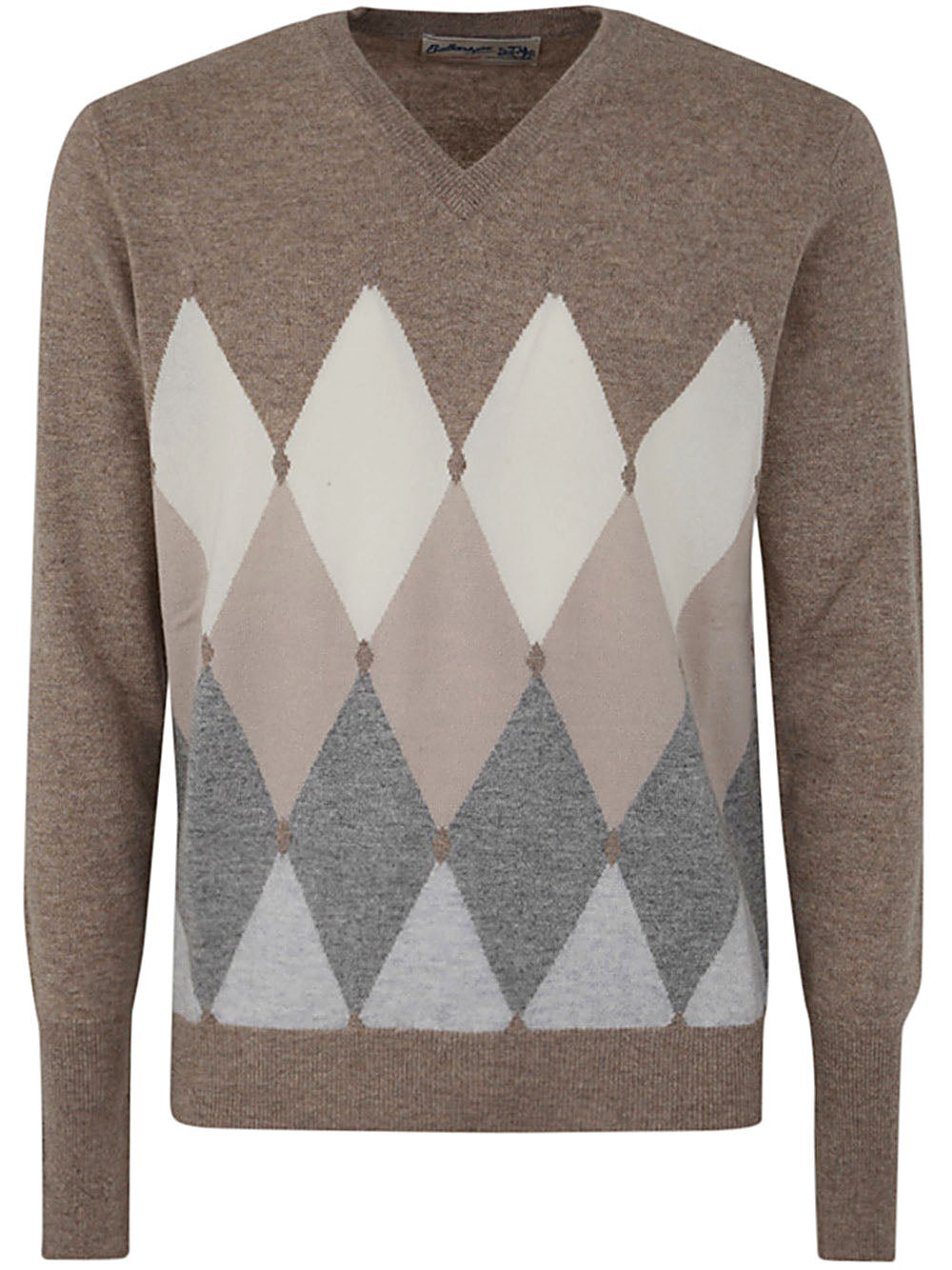 BALLANTYNE V Neck Pullover with Diamond Detail - Men's Fashion Sweater