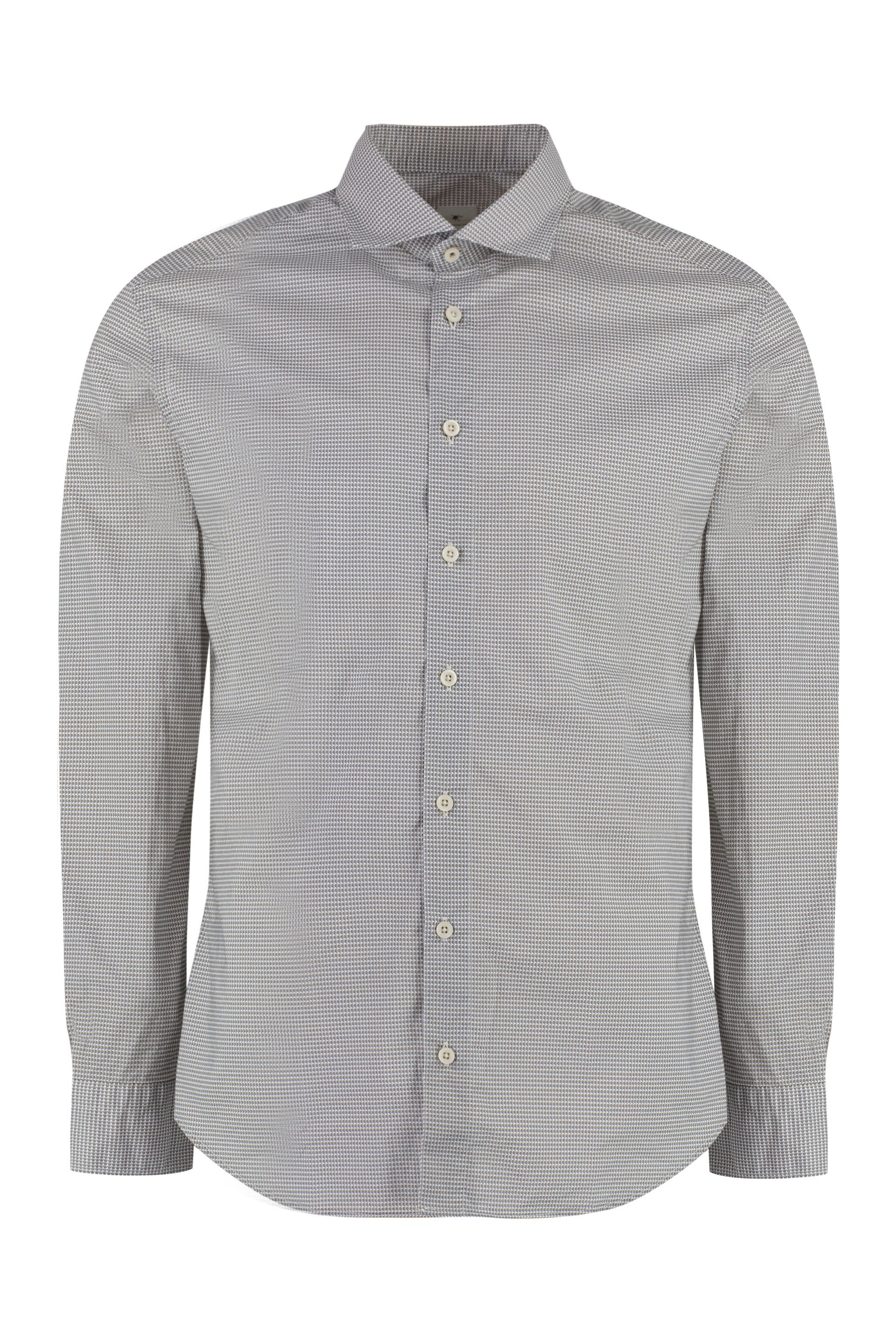 BASTONCINO Printed Cotton Shirt with Rounded Hem