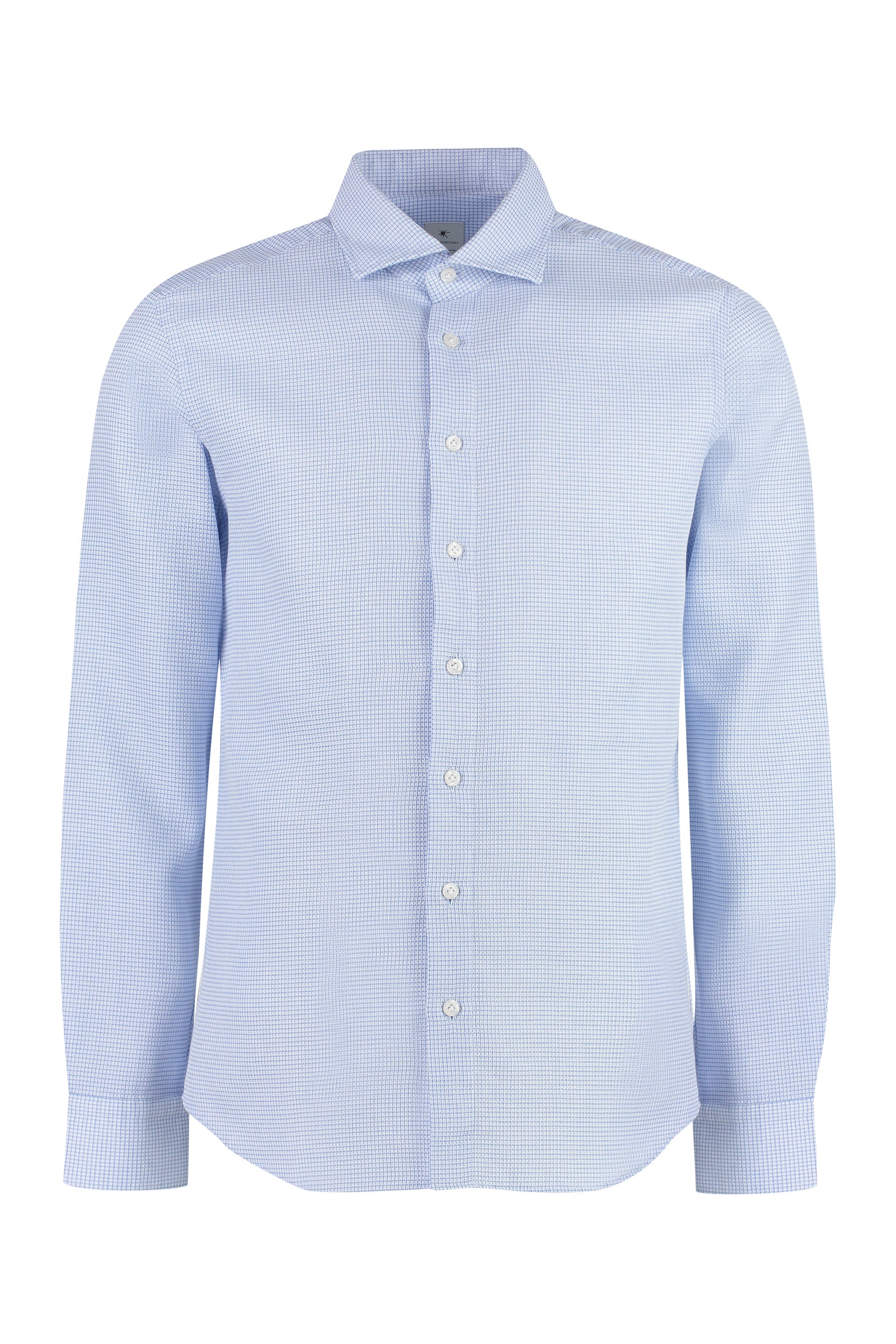 BASTONCINO Checkered Design Cotton Shirt with Rounded Hem