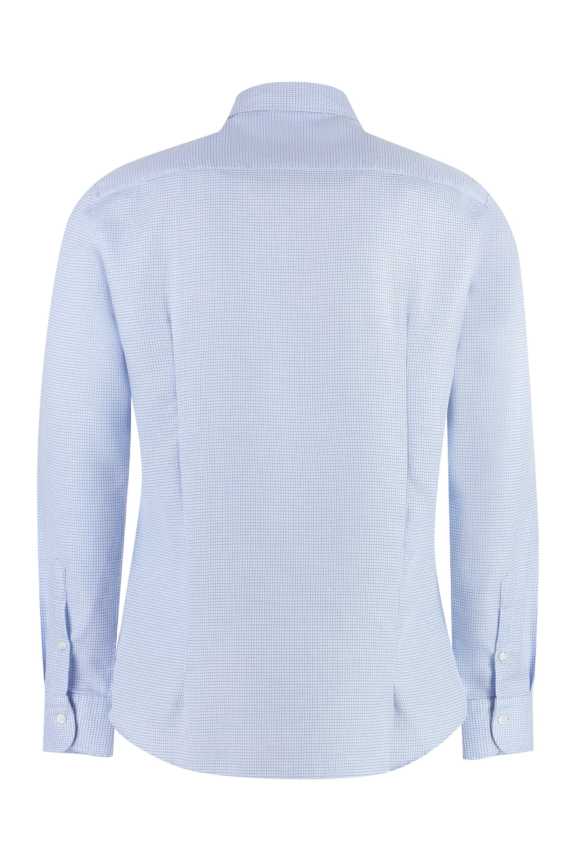 BASTONCINO Checkered Design Cotton Shirt with Rounded Hem