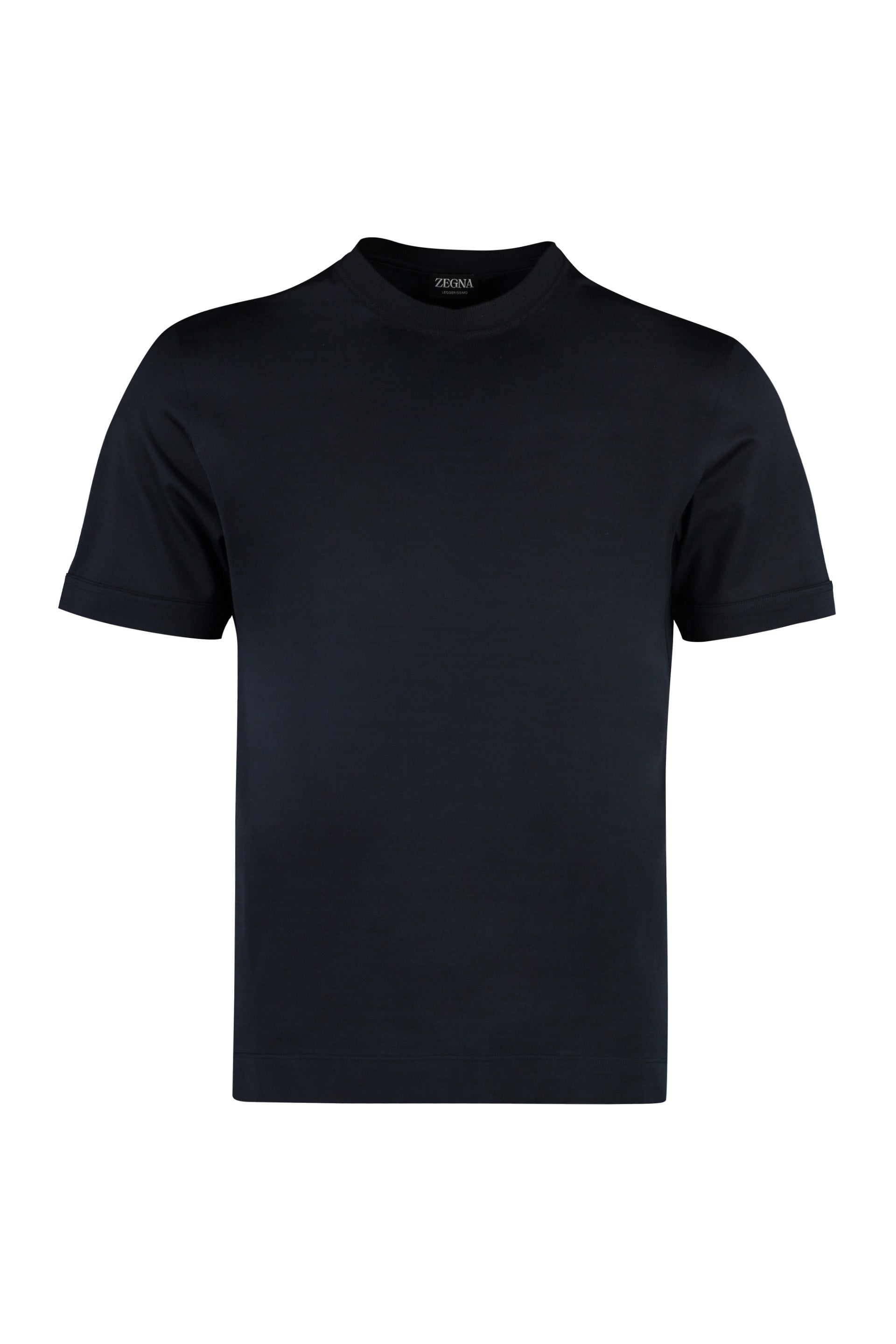 ZEGNA Cotton and Silk Crew-Neck T-Shirt with Side Slits