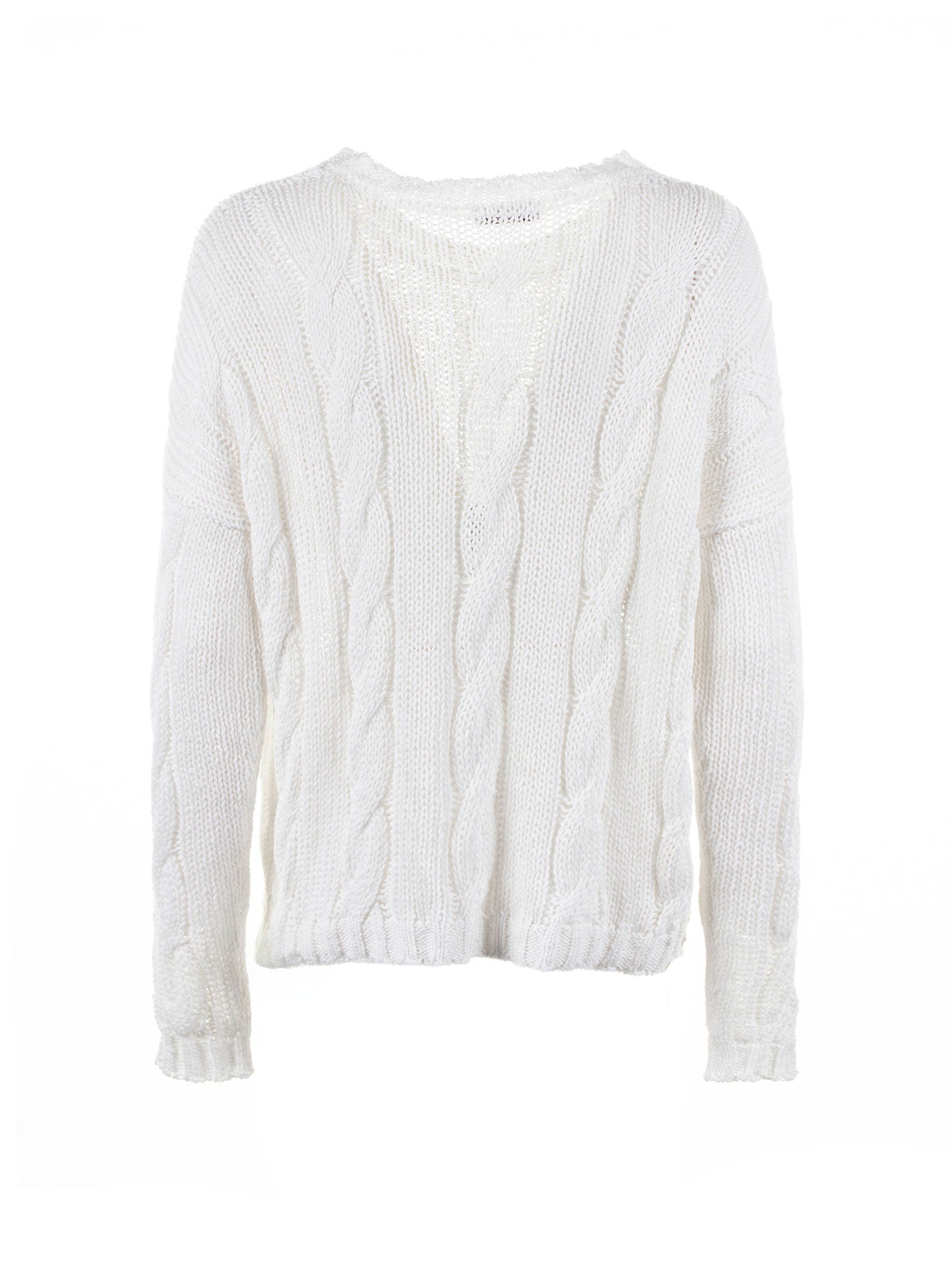 BASE MILANO Crew-Neck Sweater with Braid Motif for Women