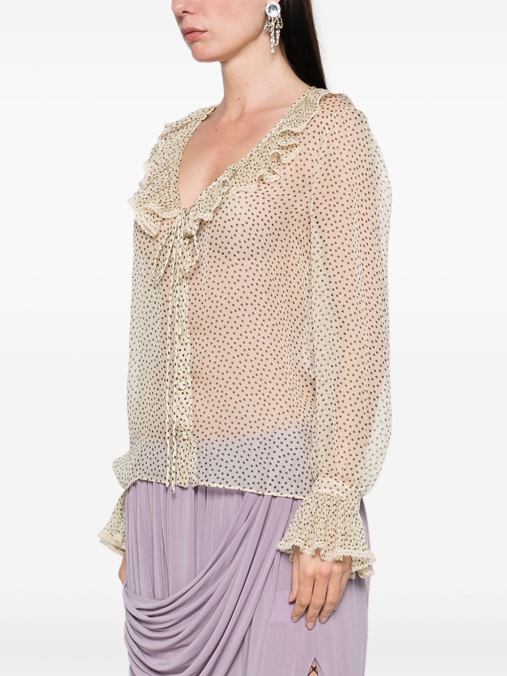 VALENTINO Silk Chiffon Blouse with Ruffled Detailing