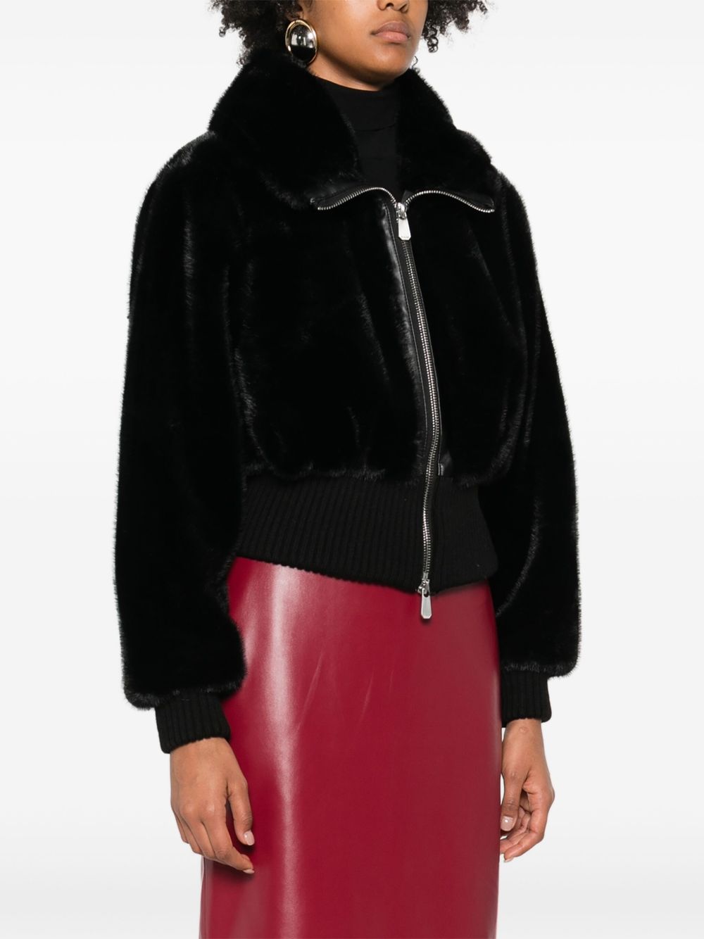 PINKO Ribbed Hem Zip Jacket