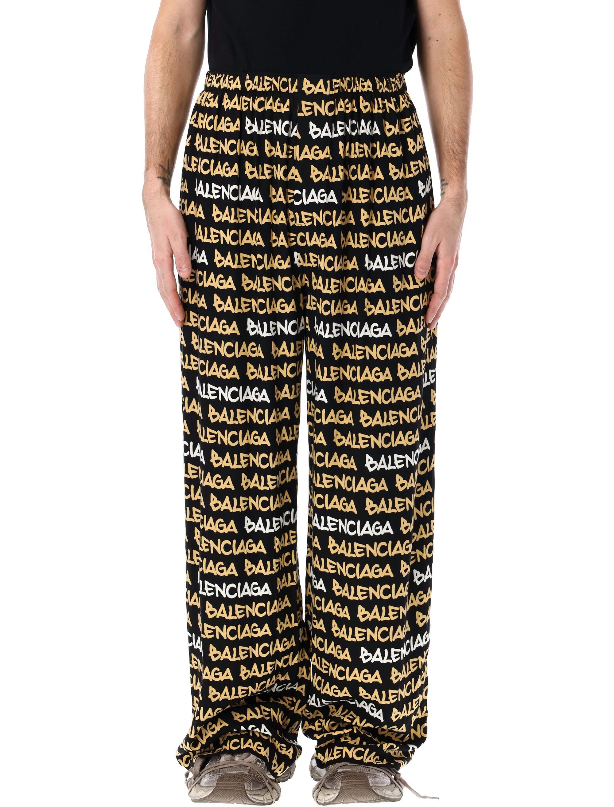 BALENCIAGA Allover Logo Wide Leg Pants - Oversized Fit