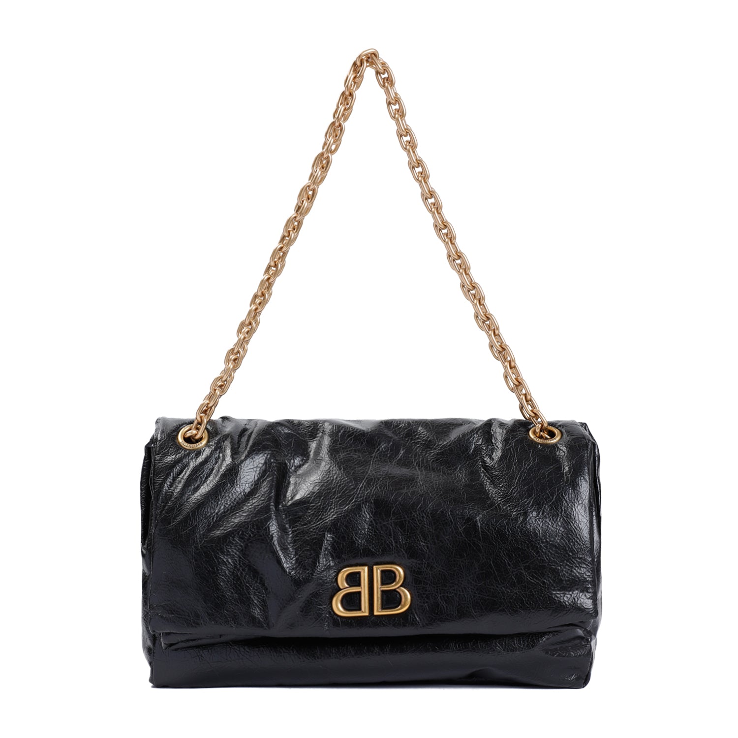 BALENCIAGA Monaco Chain Mini Leather Handbag - 35cm x 22cm x 11cm