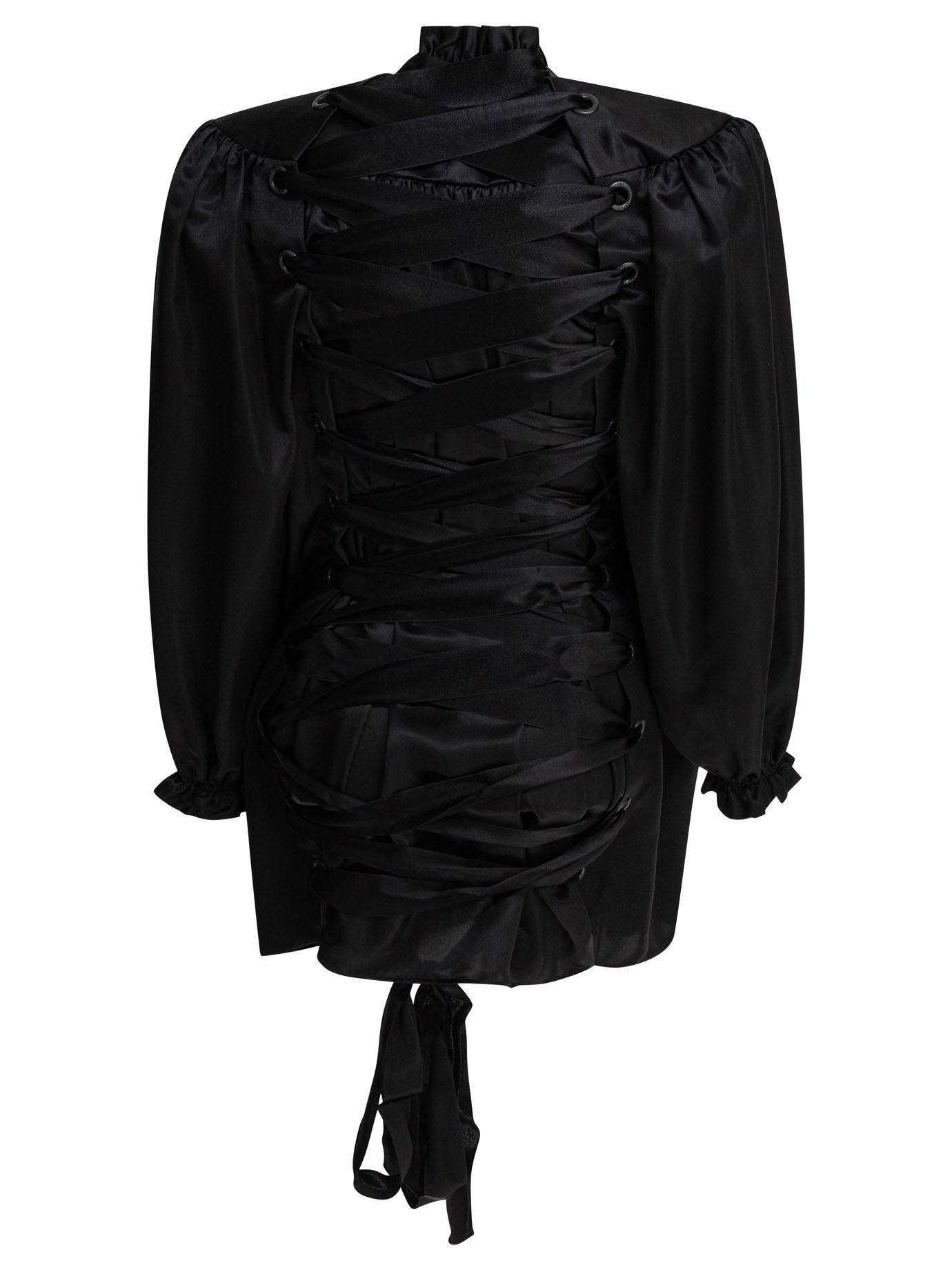 BALENCIAGA Lace-Up Blouse with Victorian Collar