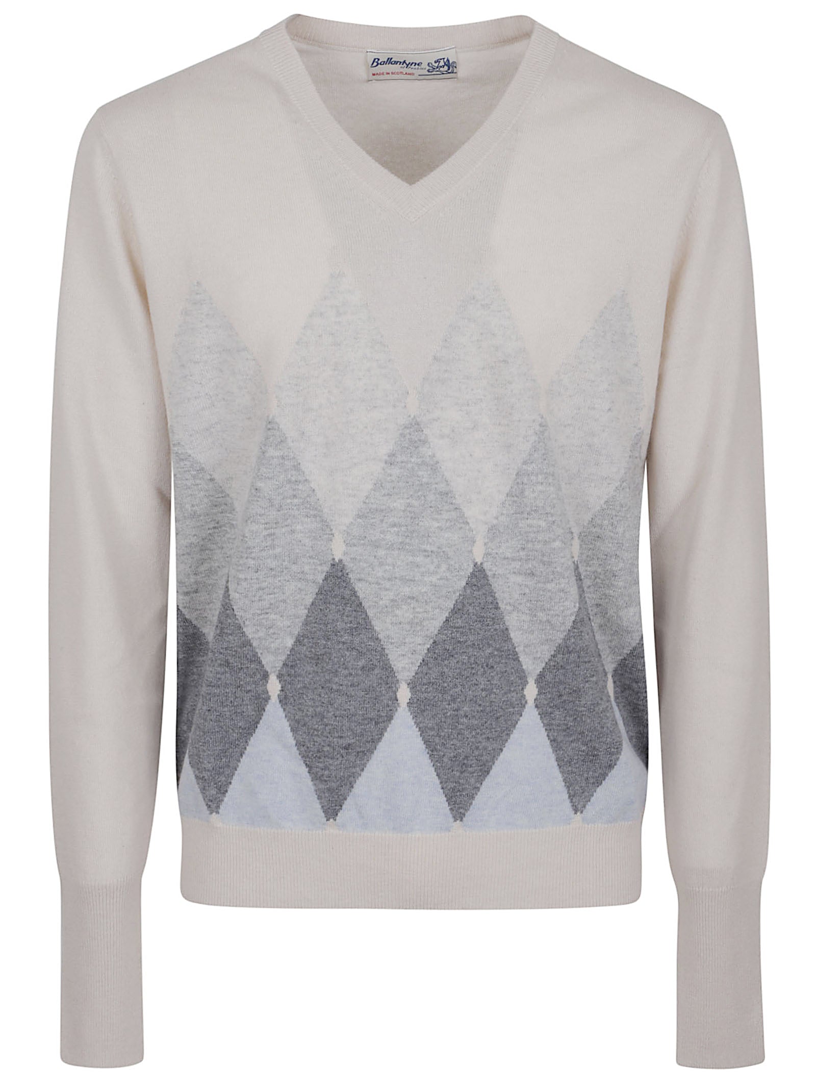BALLANTYNE Classic Diamond V-Neck Cashmere Sweater