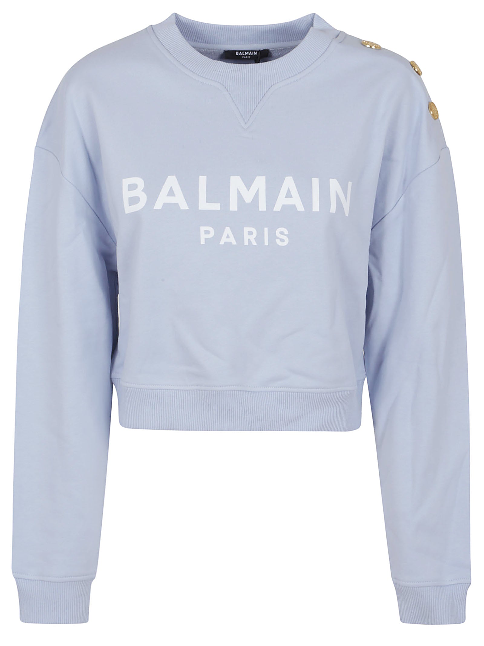BALMAIN Trendy Cropped Sweatshirt with Gold Accents