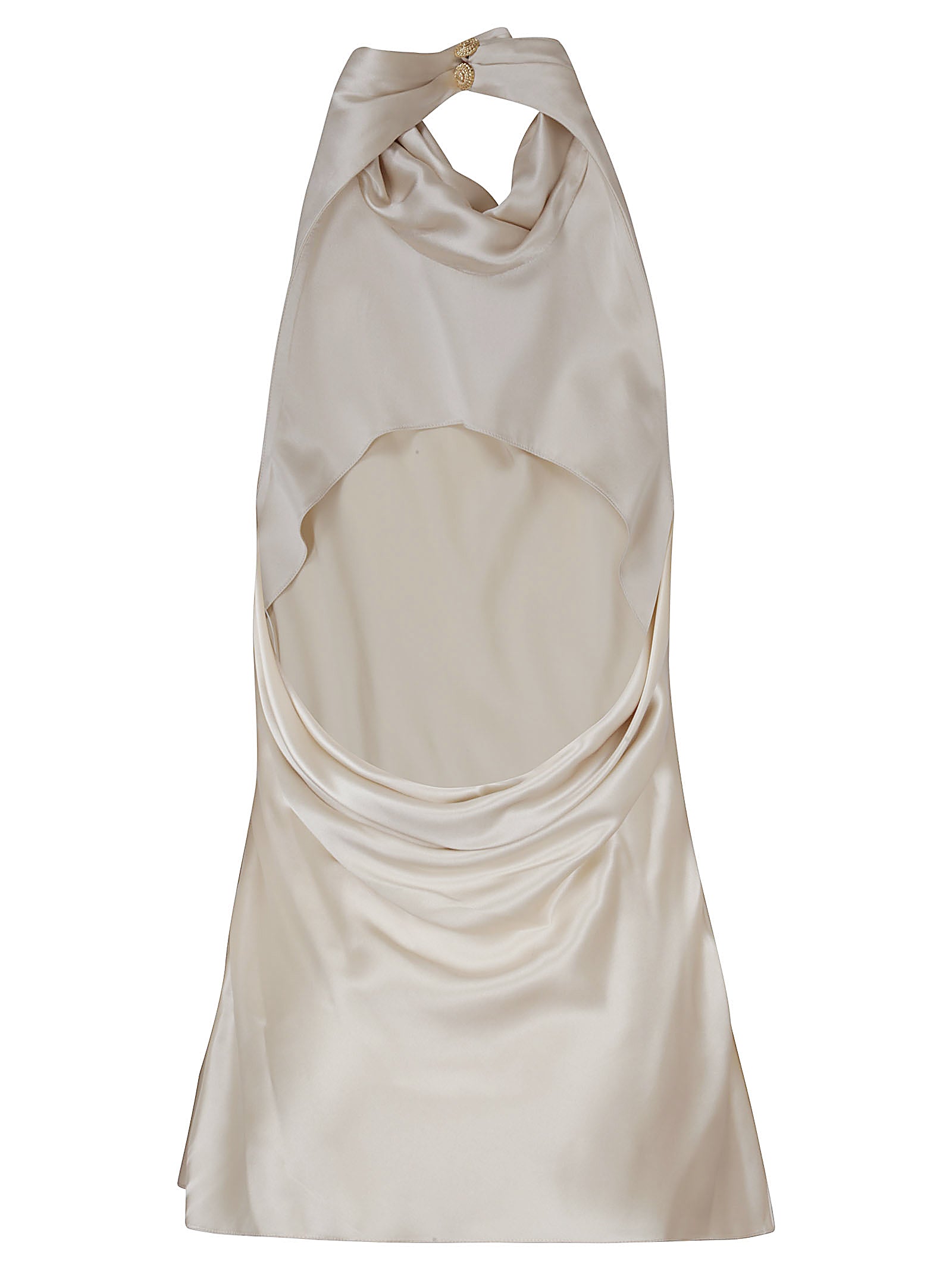 BALMAIN High Neck Draped Satin Top for Women