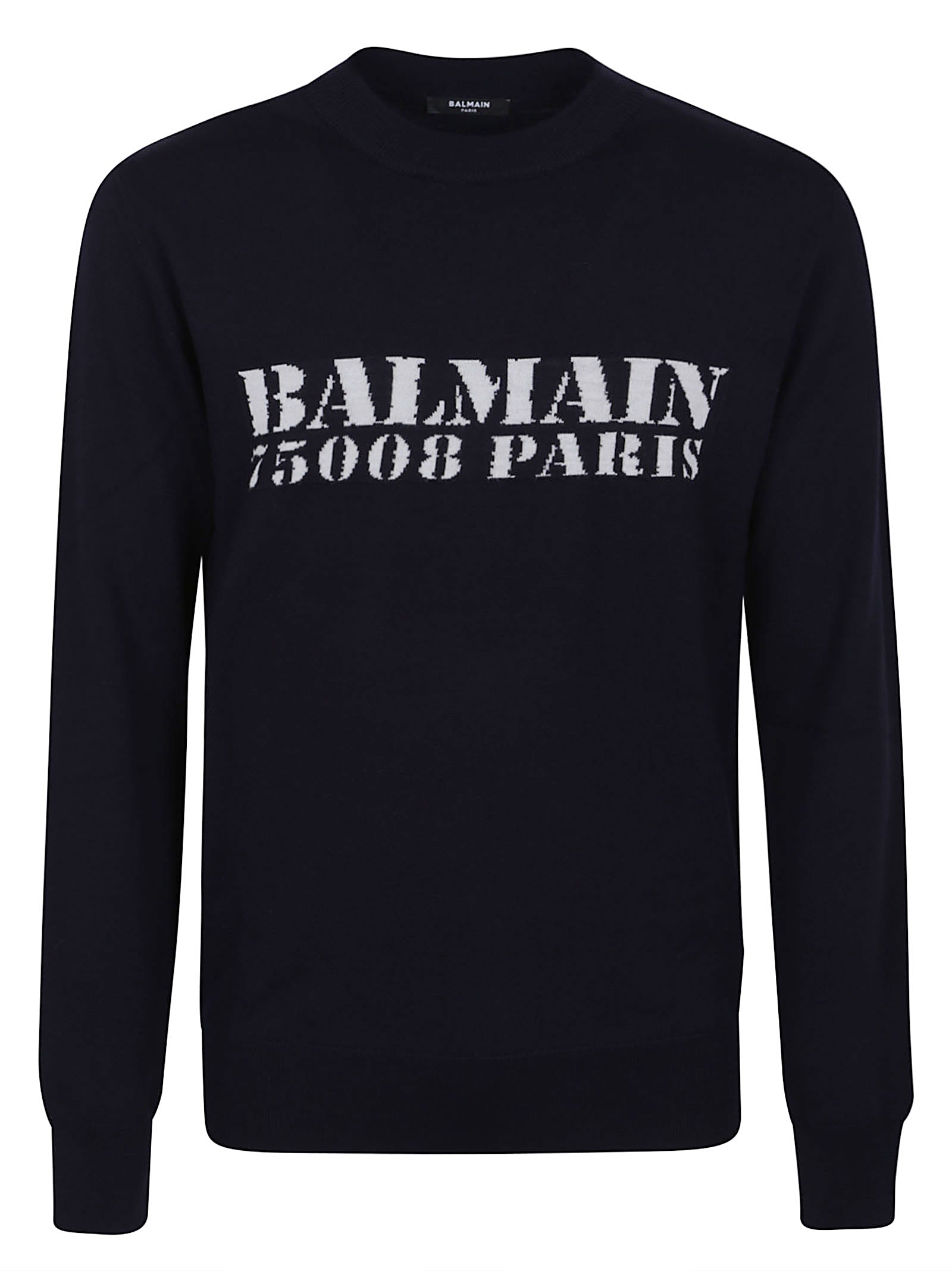 BALMAIN Men's Merino Wool Sweater with Bold Branding